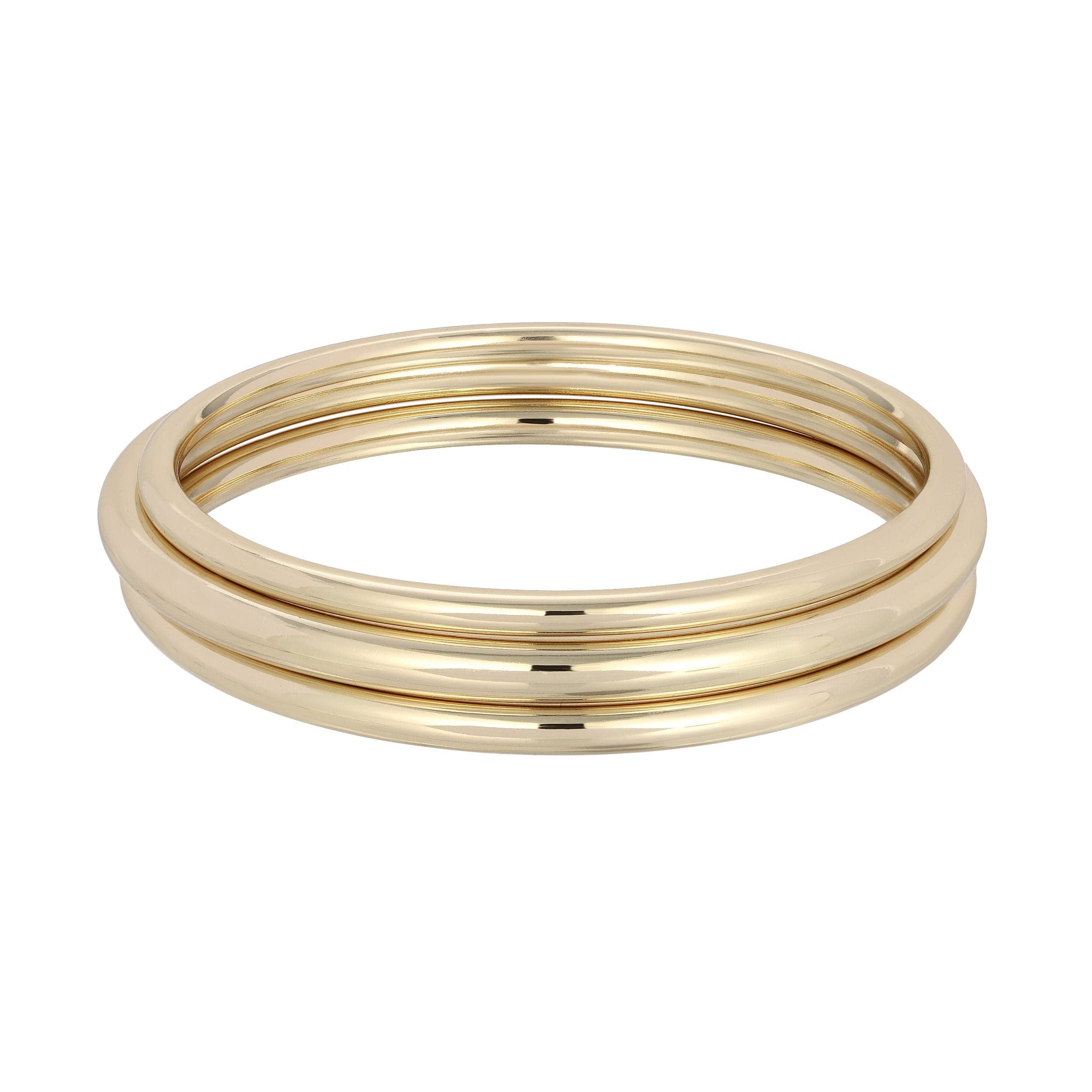 Three gold Round Classic Bangles with a stylish design and elegant finish