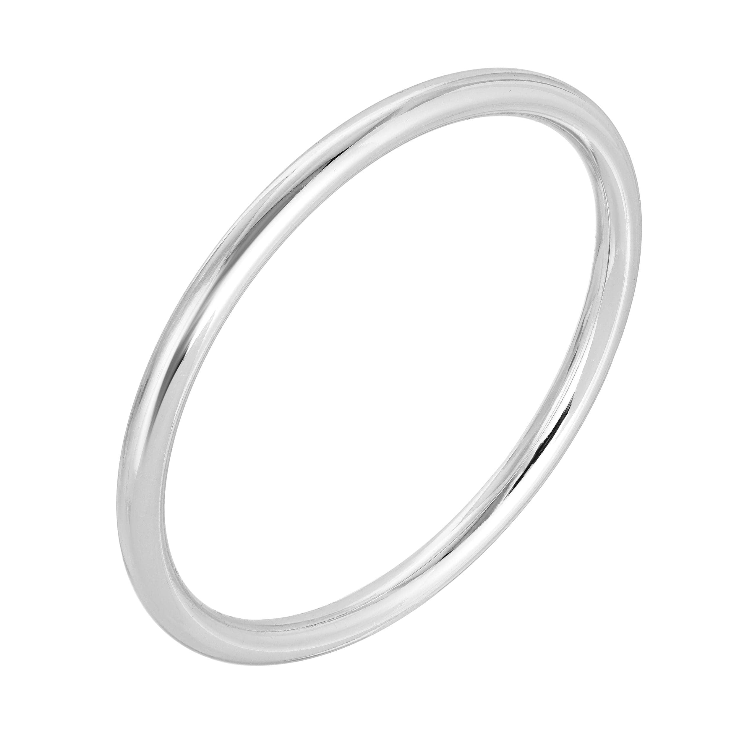 Simple polished silver ring showcasing a Round Classic Bangle with perfect diameter measures