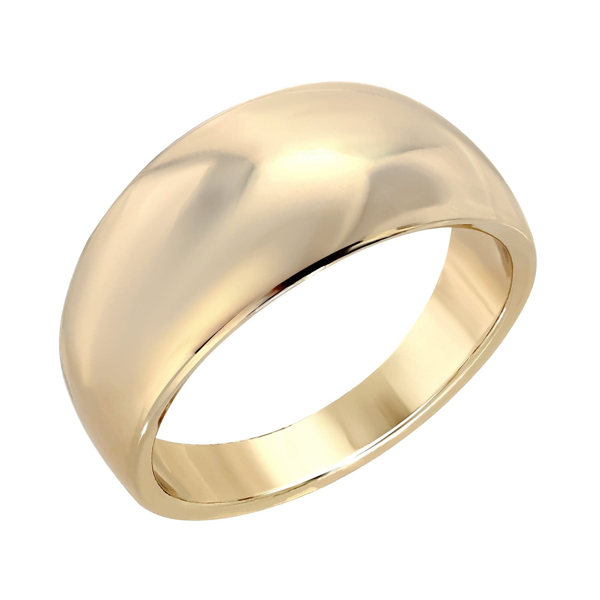 Gold dome Ring from Rowan, featuring tapered domed recycled brass design