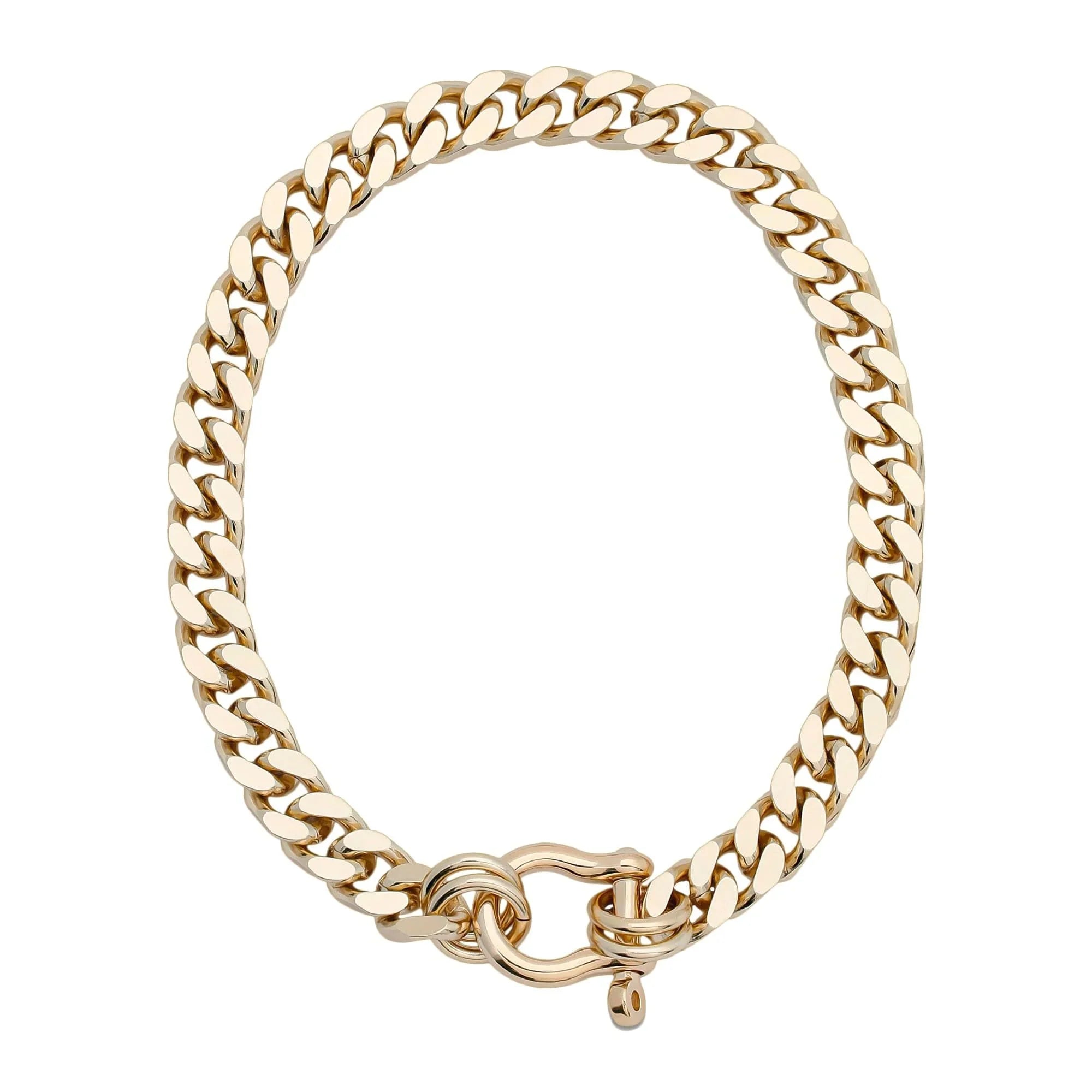 Gold chain bracelet with shackle clasp from Roxy Necklace collection