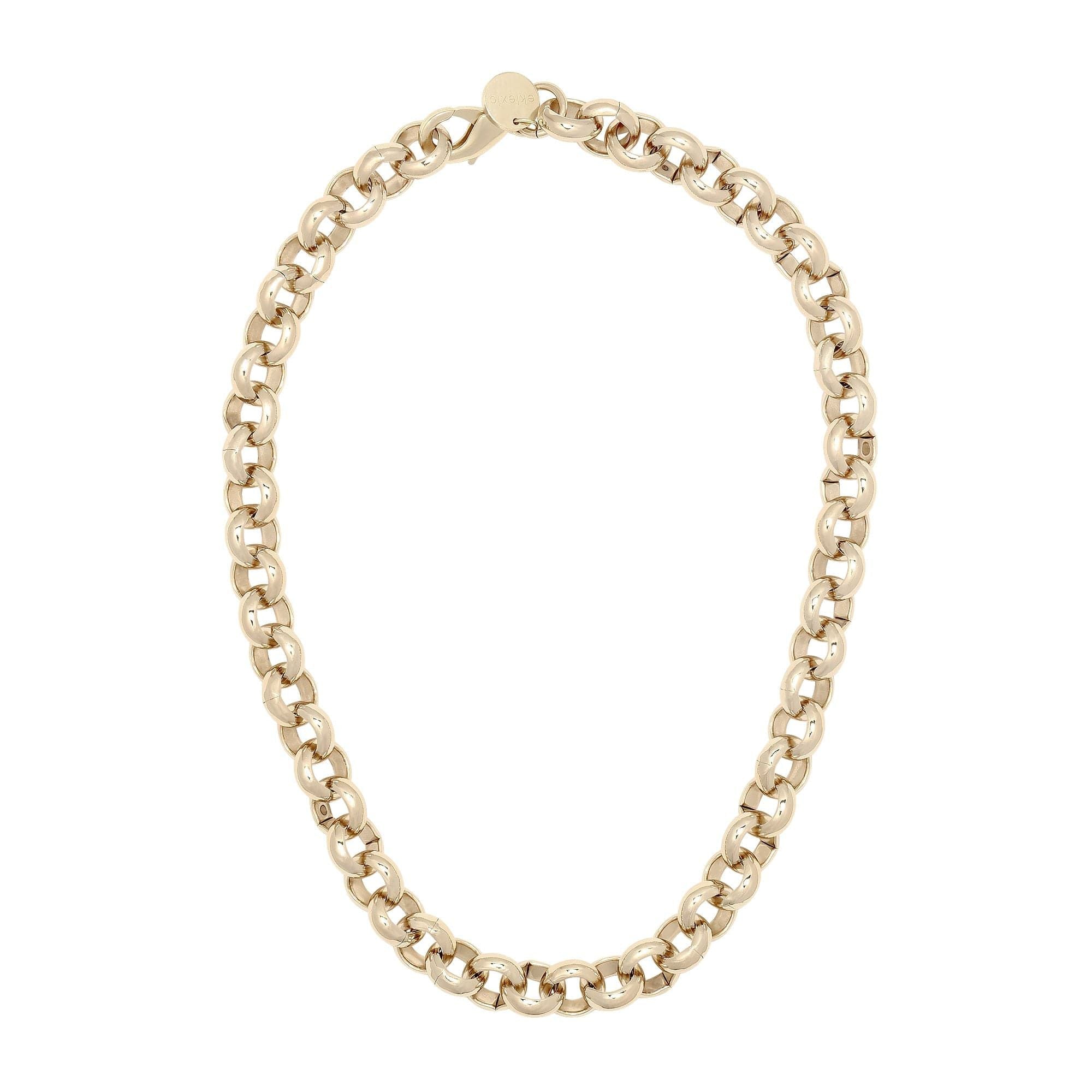 Gold Chain Necklace | Royal Necklace with Chunky Rolo Chain and Horseshoe Clasp