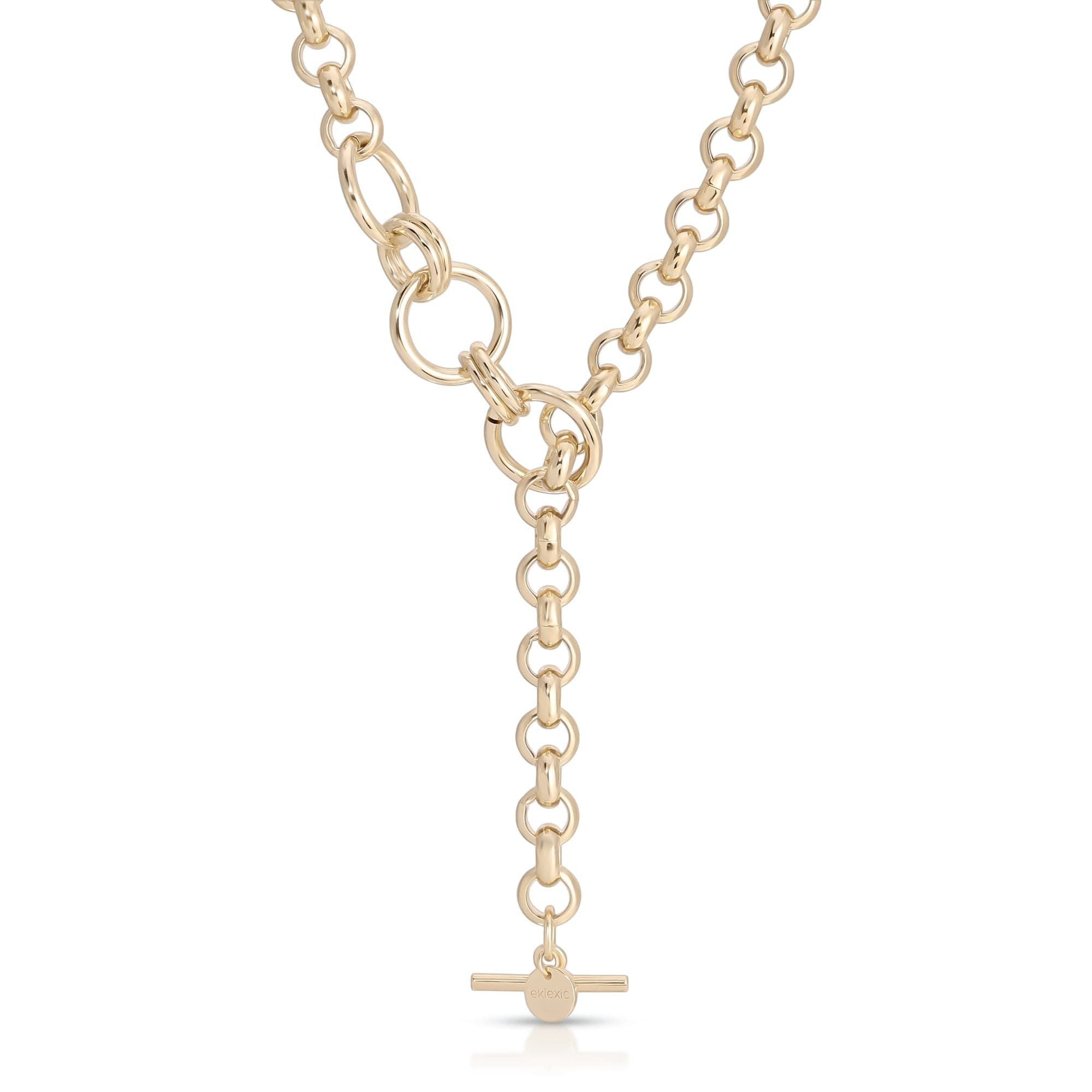 Gold-toned Royal Toggle Convertible Lariat Necklace with 14k gold plating and ecoat rolo chain