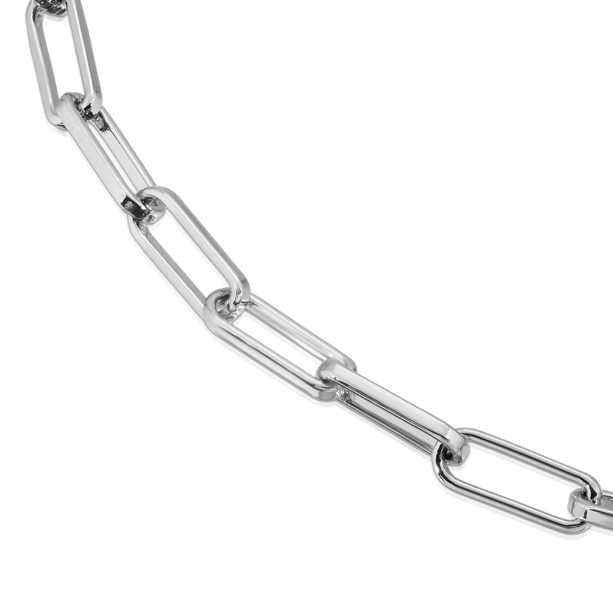 Silver Elongated Link Chain Bracelet featuring recycled brass paper clip design
