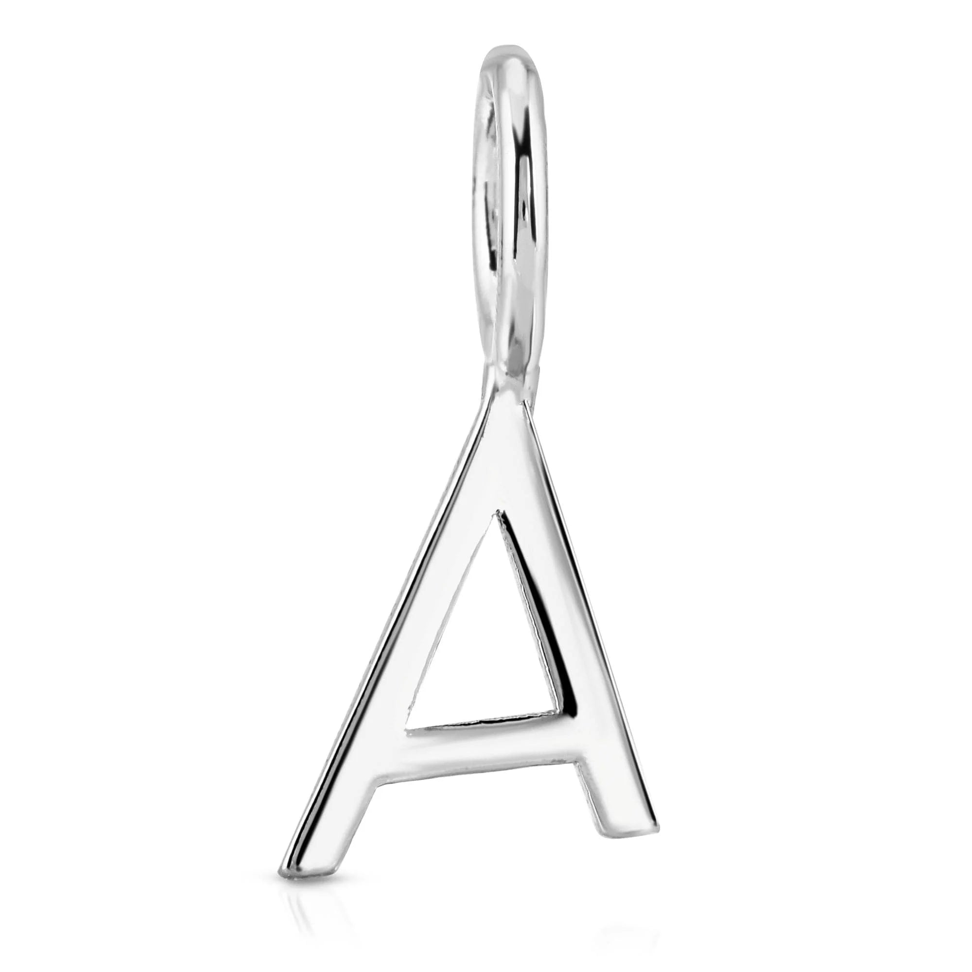 Silver letter A pendant from Silver Essential Letters, featuring recycled brass plated letters charms