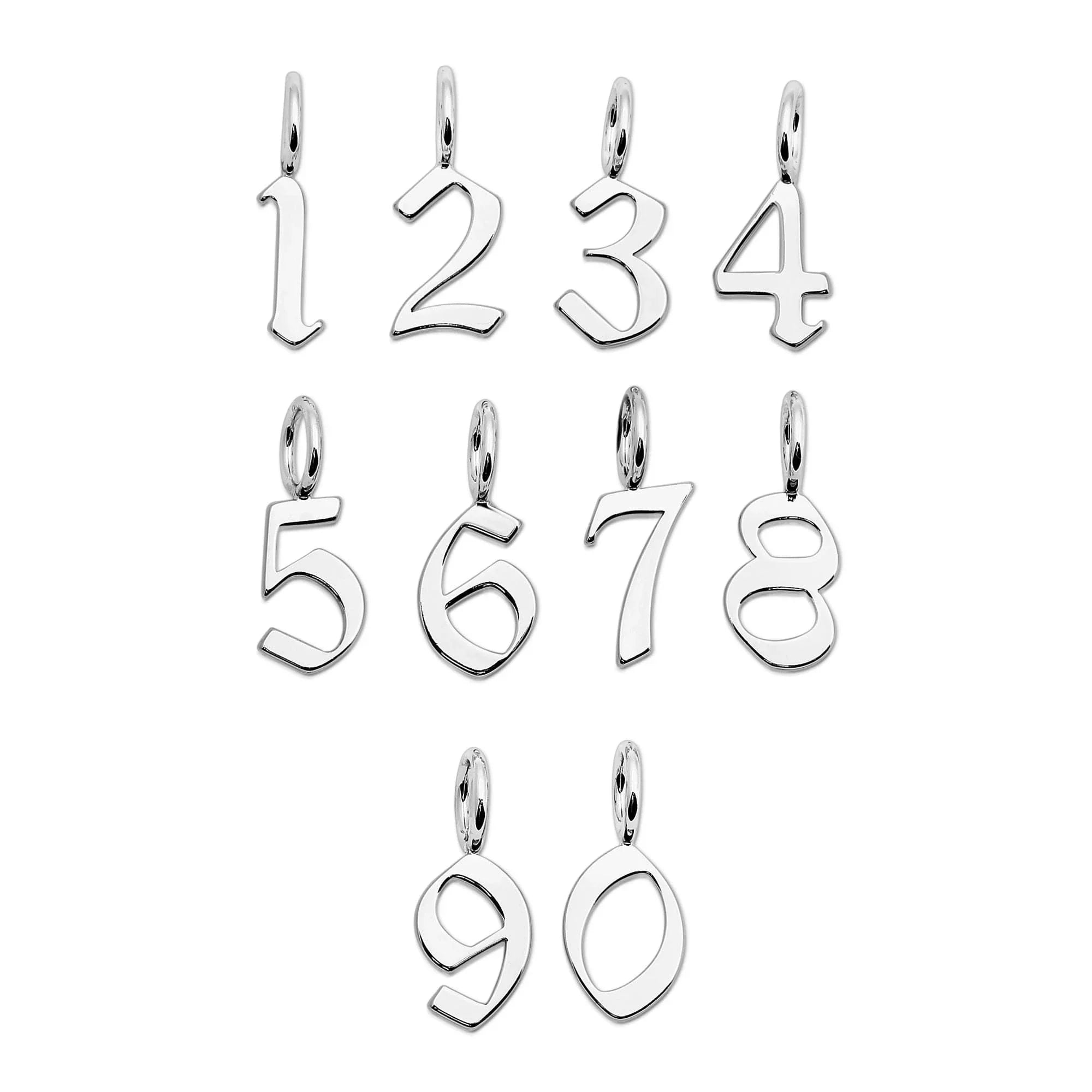 Silver Gothic Numbers pendants for stylish number jewelry accessories
