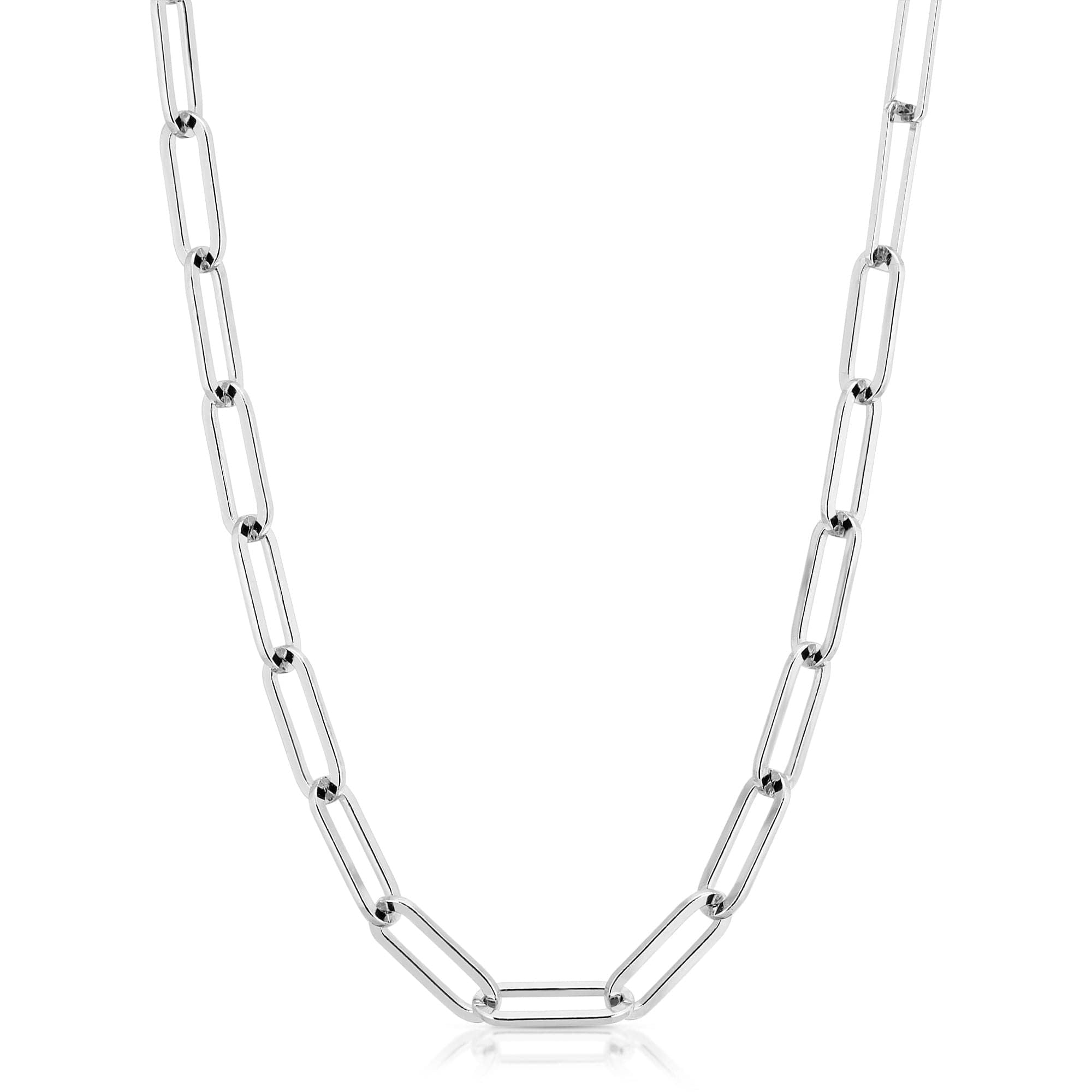 Silver Large Elongated Link Chain necklace featuring large recycled brass accents