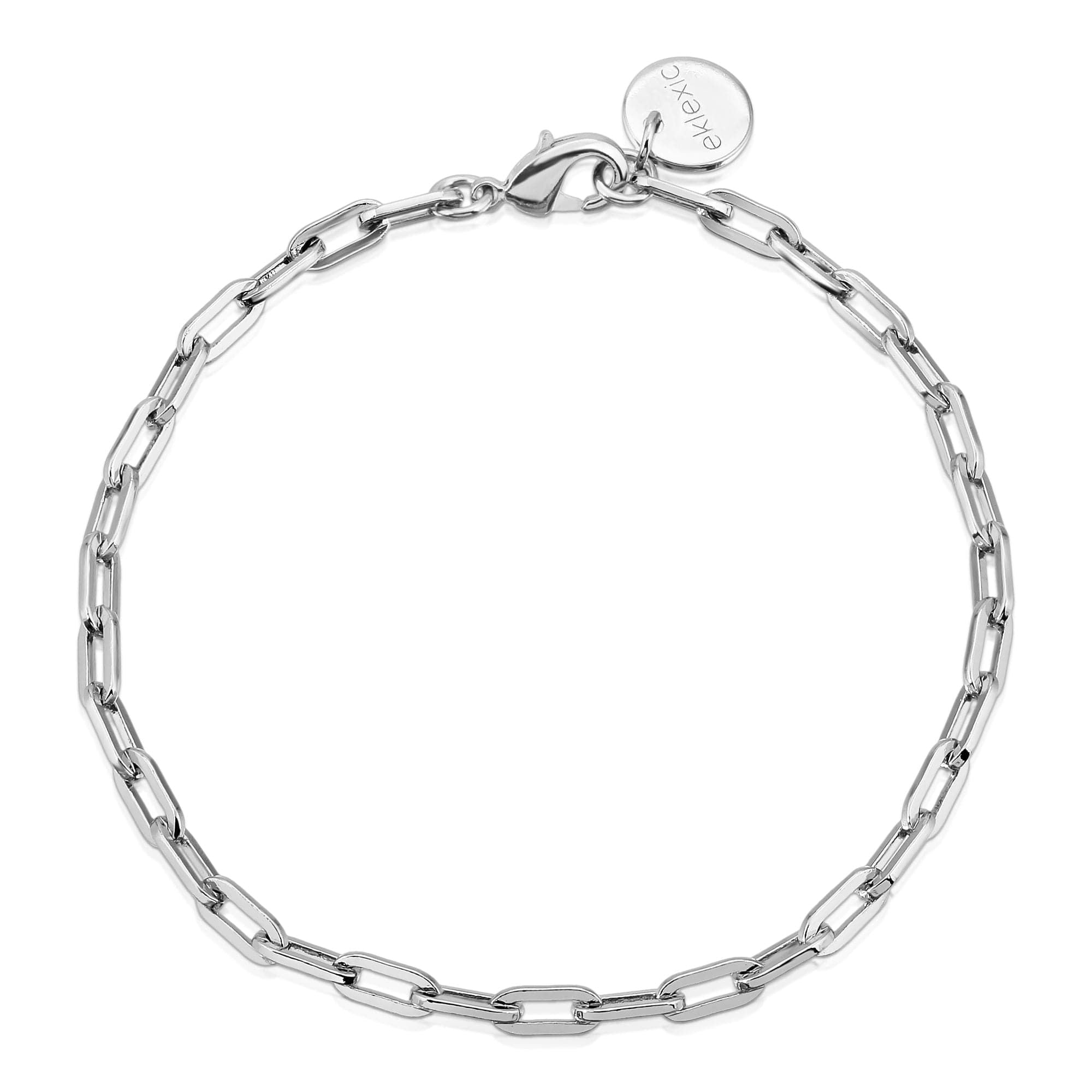 Silver medium link chain anklet featuring a stylish silver chain-link bracelet design