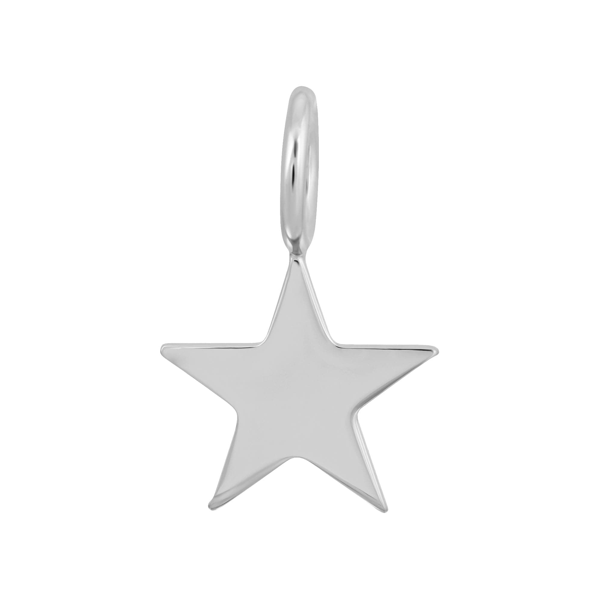 Silver Samara Charm featuring a silver star charm, brass plated rhodium-silver finish