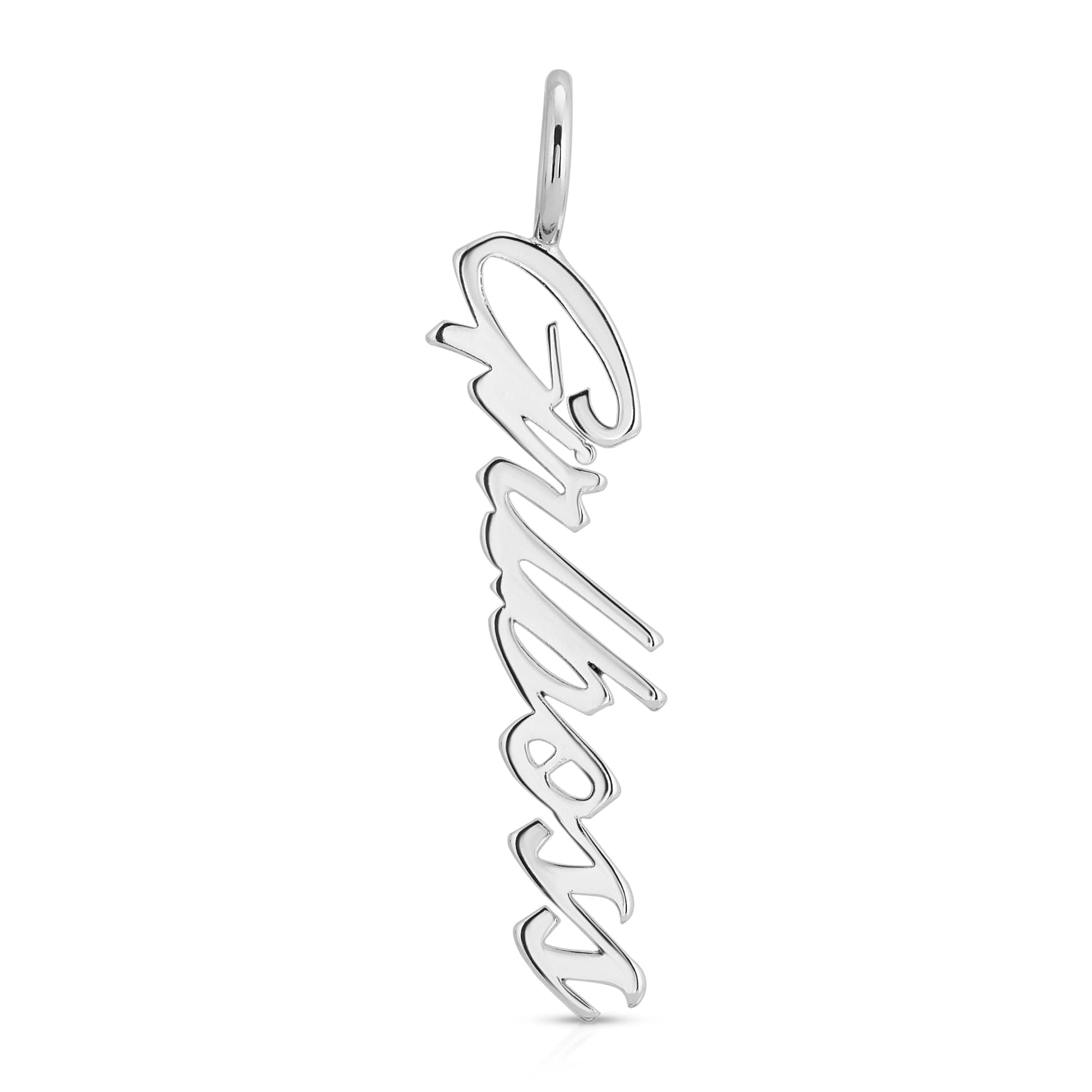 Silver Script Pendant Girlboss in recycled brass plated design for stylish empowerment