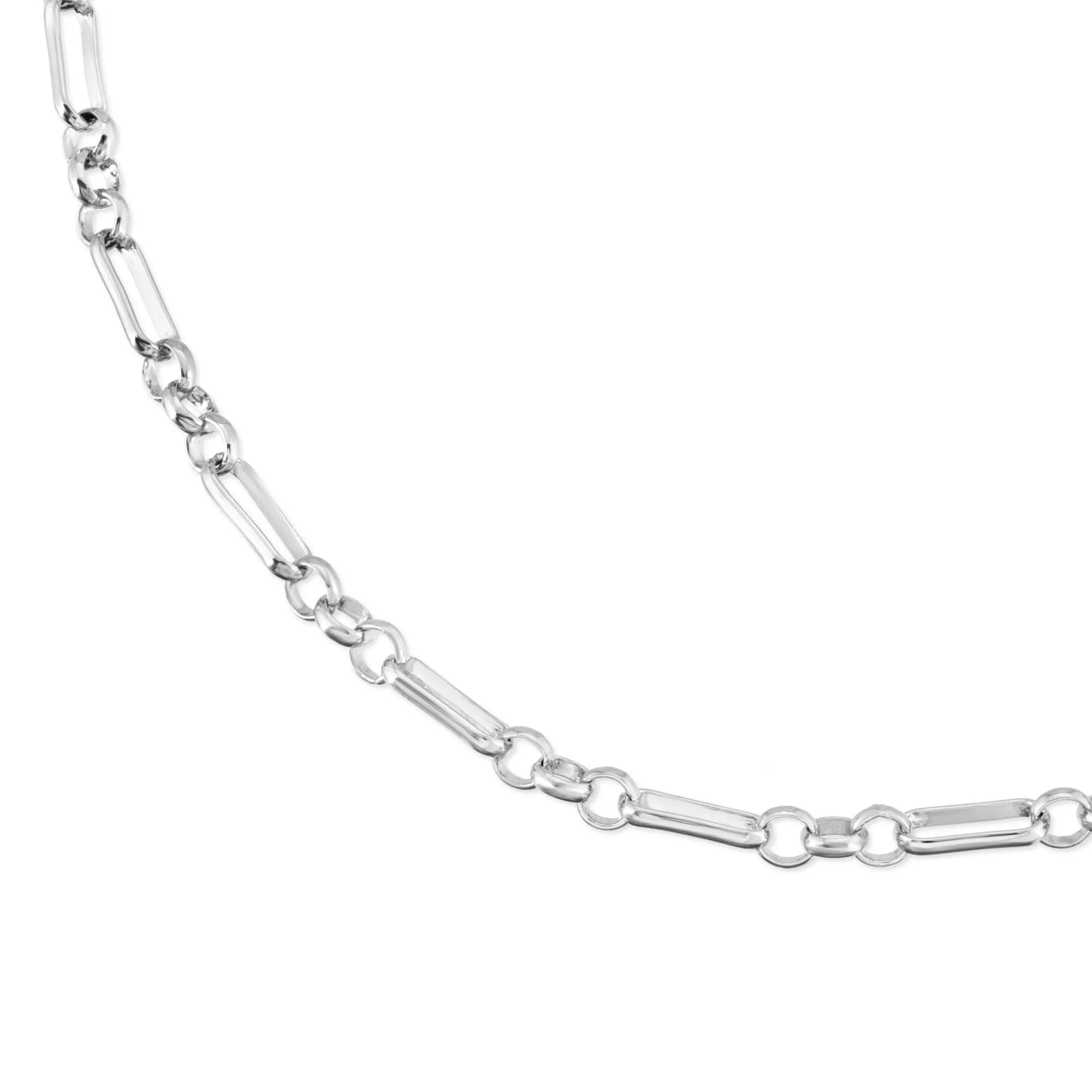 Silver Small Multi Link Chain Anklet with recycled brass links and protective coating