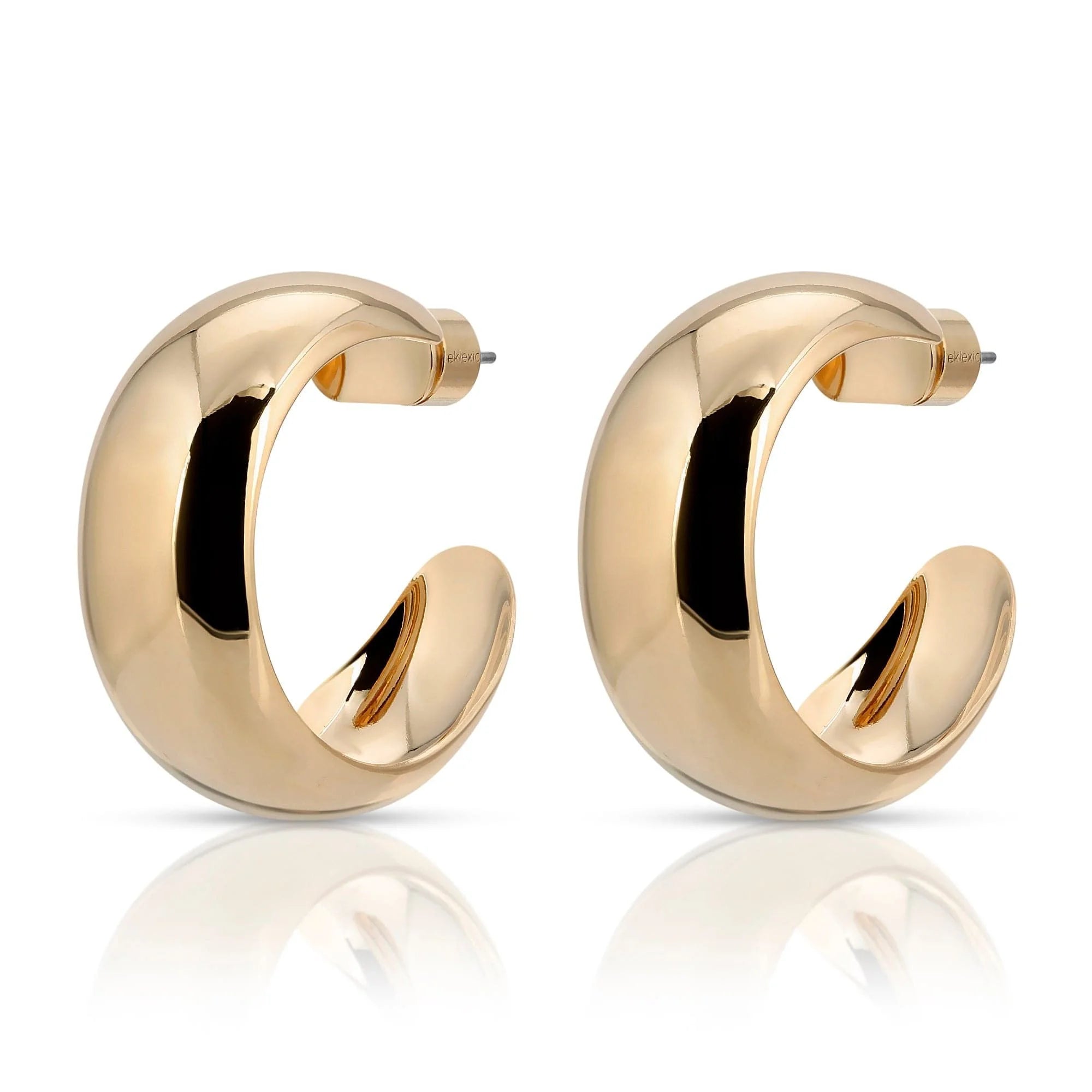 Simone Hoops gold diamond-shaped hypoallergenic surgical steel domed hoops measure 2 inches