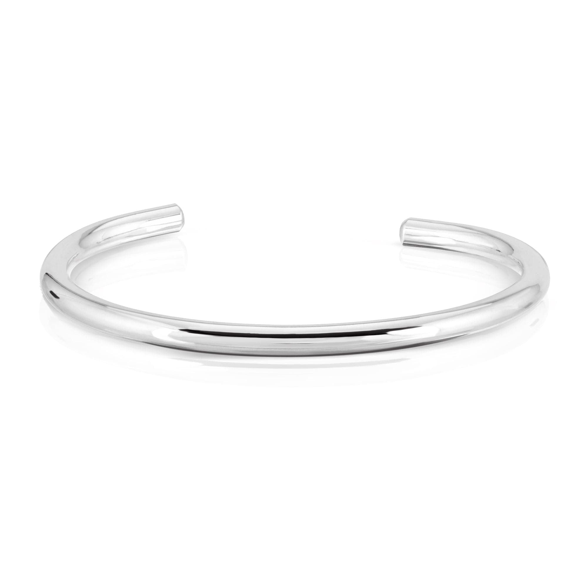 Silver cuff bracelet of Simple Round Cuff made from round recycled brass wire