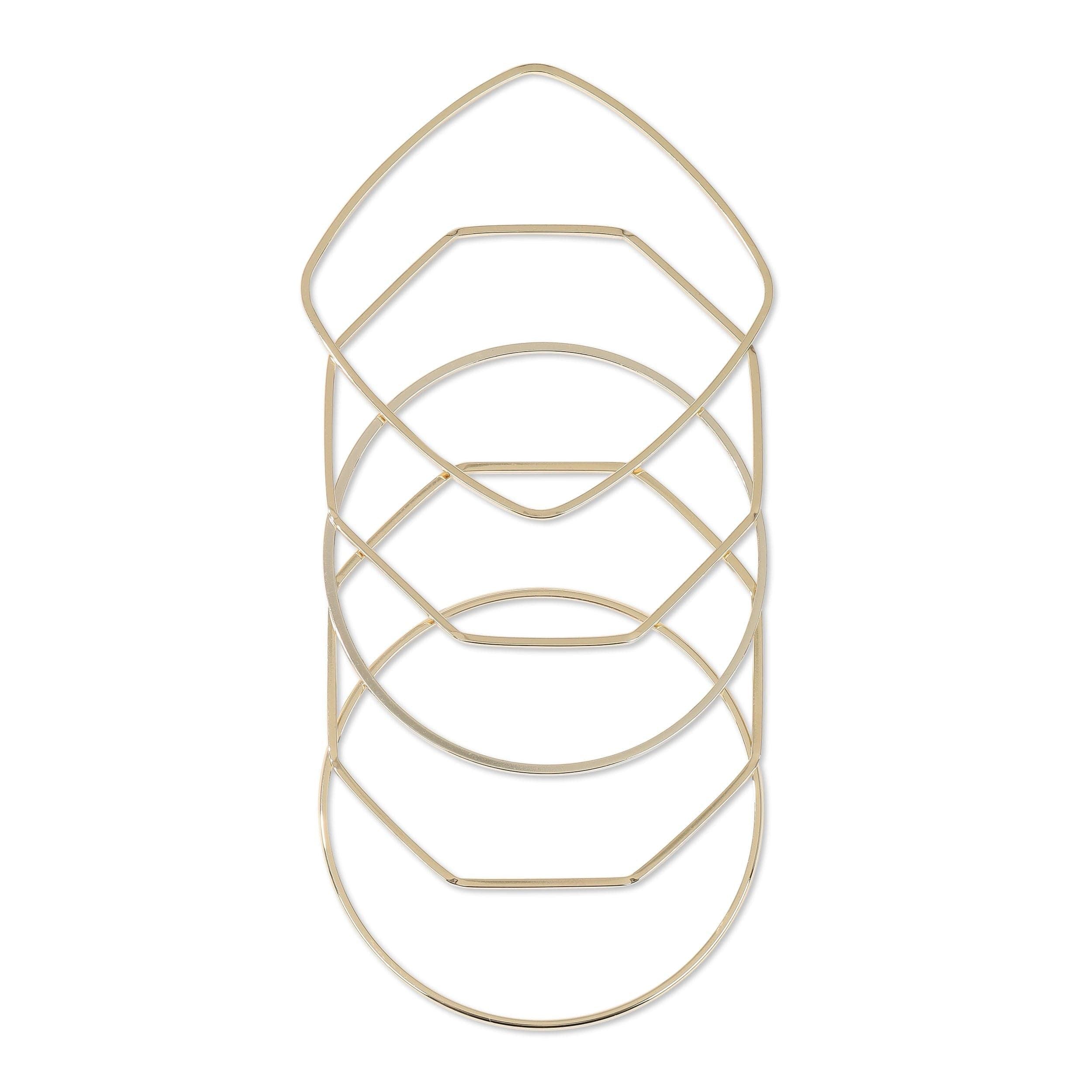 Geometric 14k Yellow Gold Skinny Bangle Set for a stylish accessory look