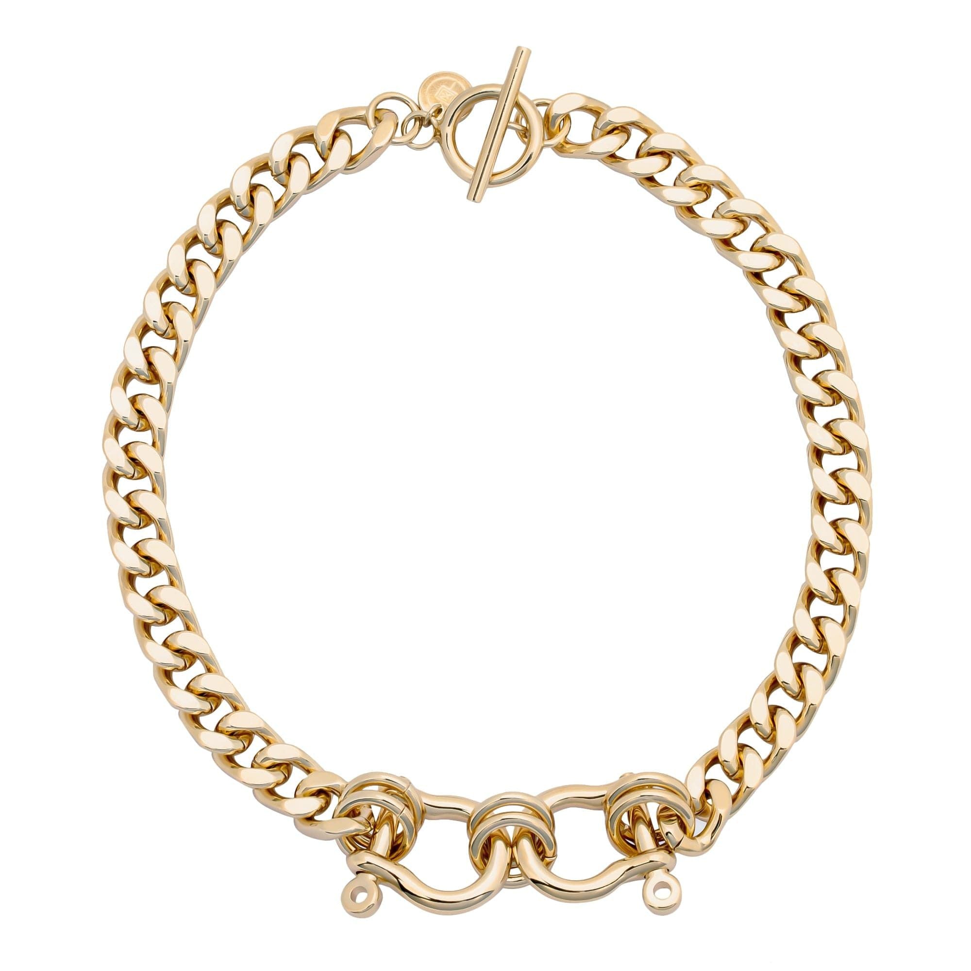 Gold-toned Cuban link chain Skye Necklace made from recycled brass squared