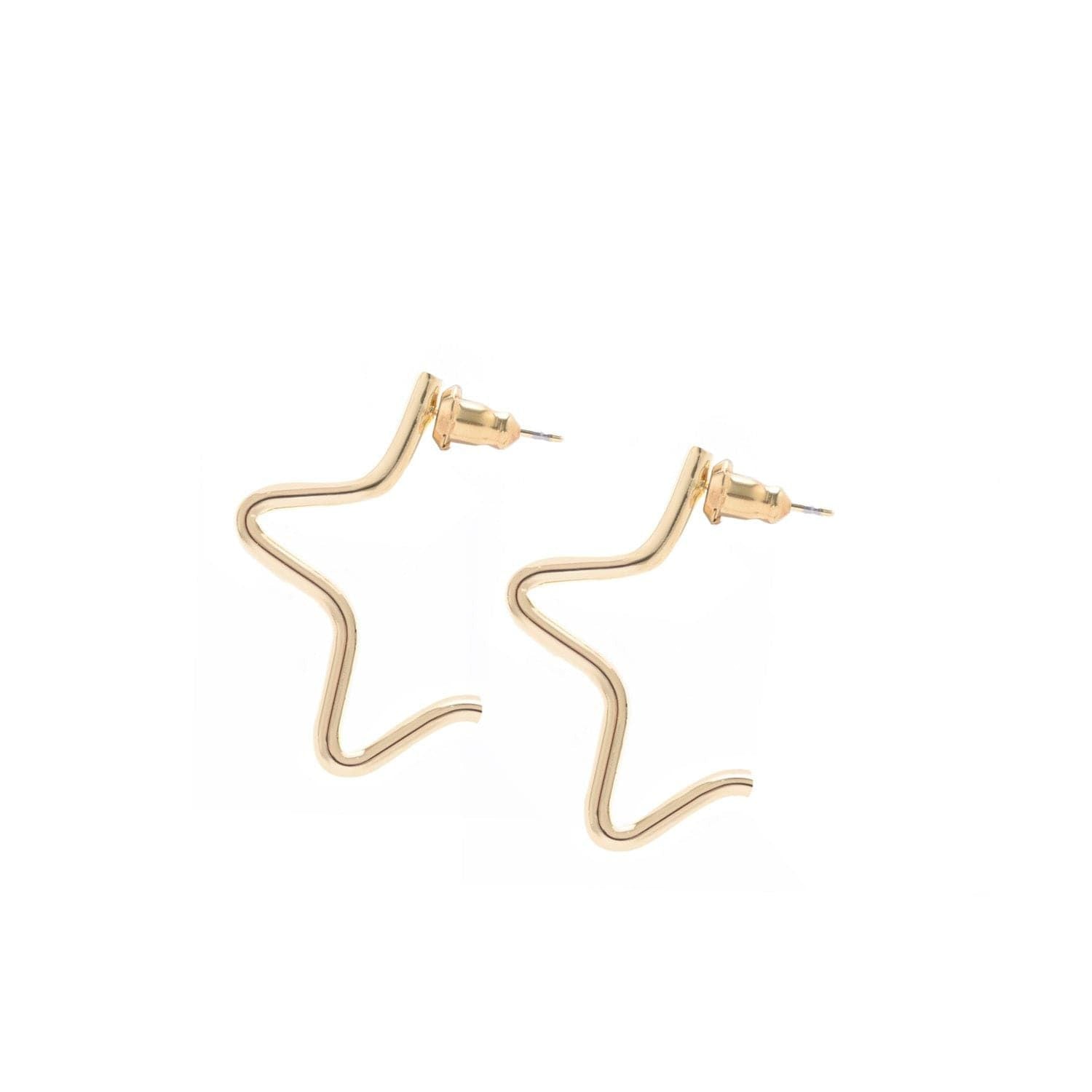 Small 1/2 Star Earrings in 14k yellow gold featuring a stylish star shape design