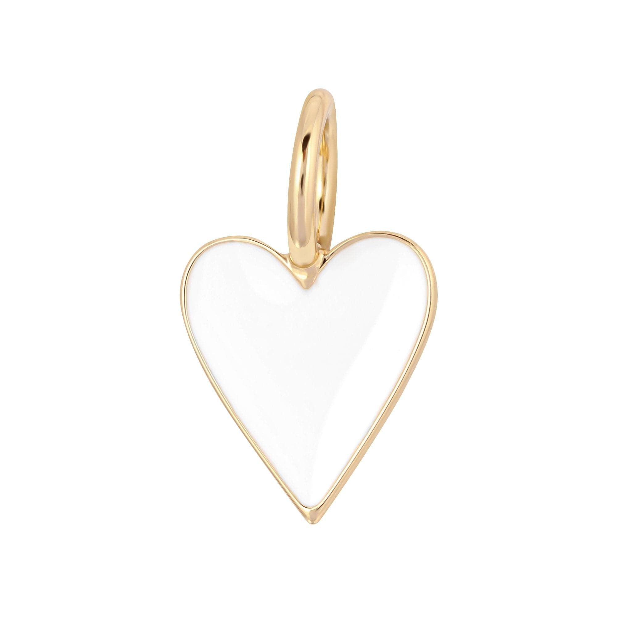 Gold-trimmed white heart pendant featured in Small Enamel Helena Pendant collection