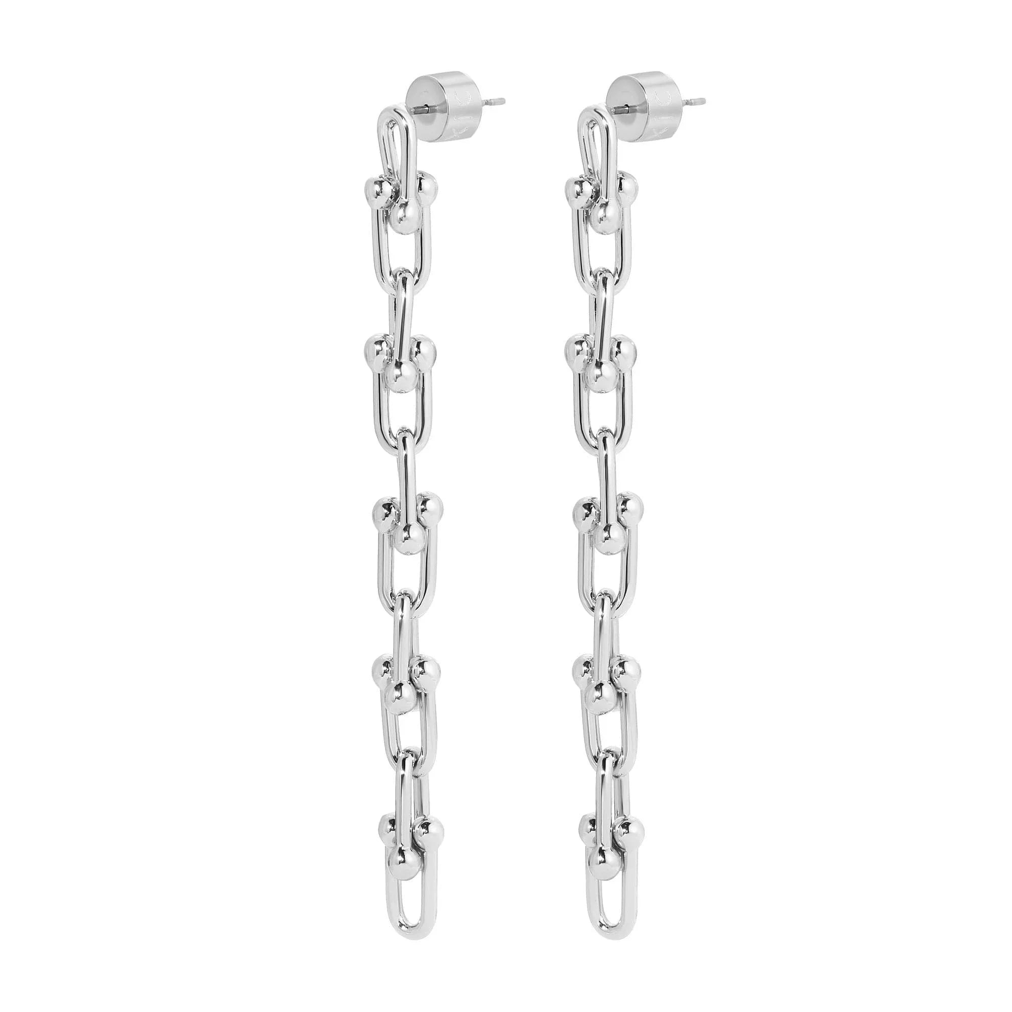 Silver chain-link drop earrings from Small Margaux 10 Link Drop Earrings collection