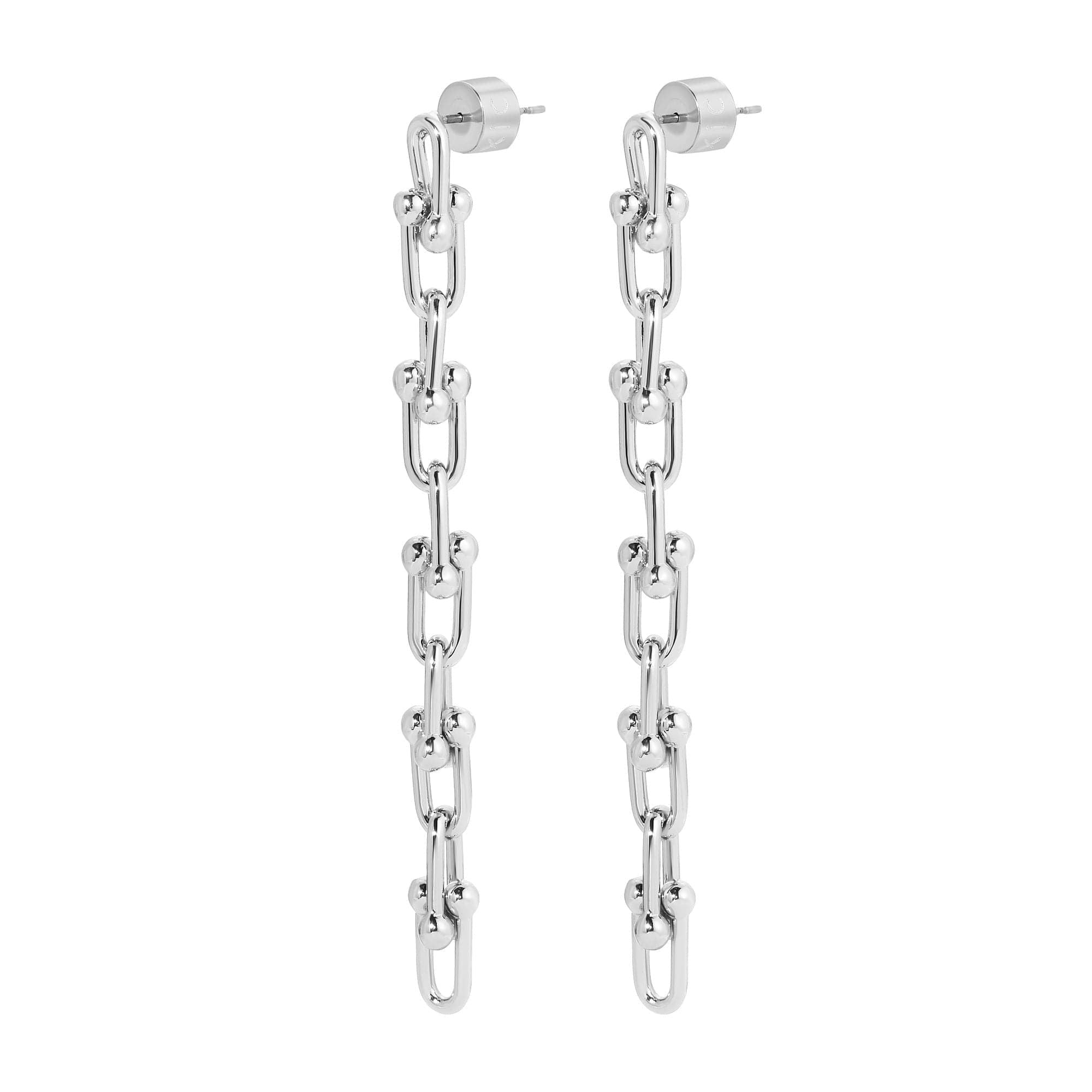 Silver Small Margaux 10 Link Drop Earrings featuring stylish link chain design