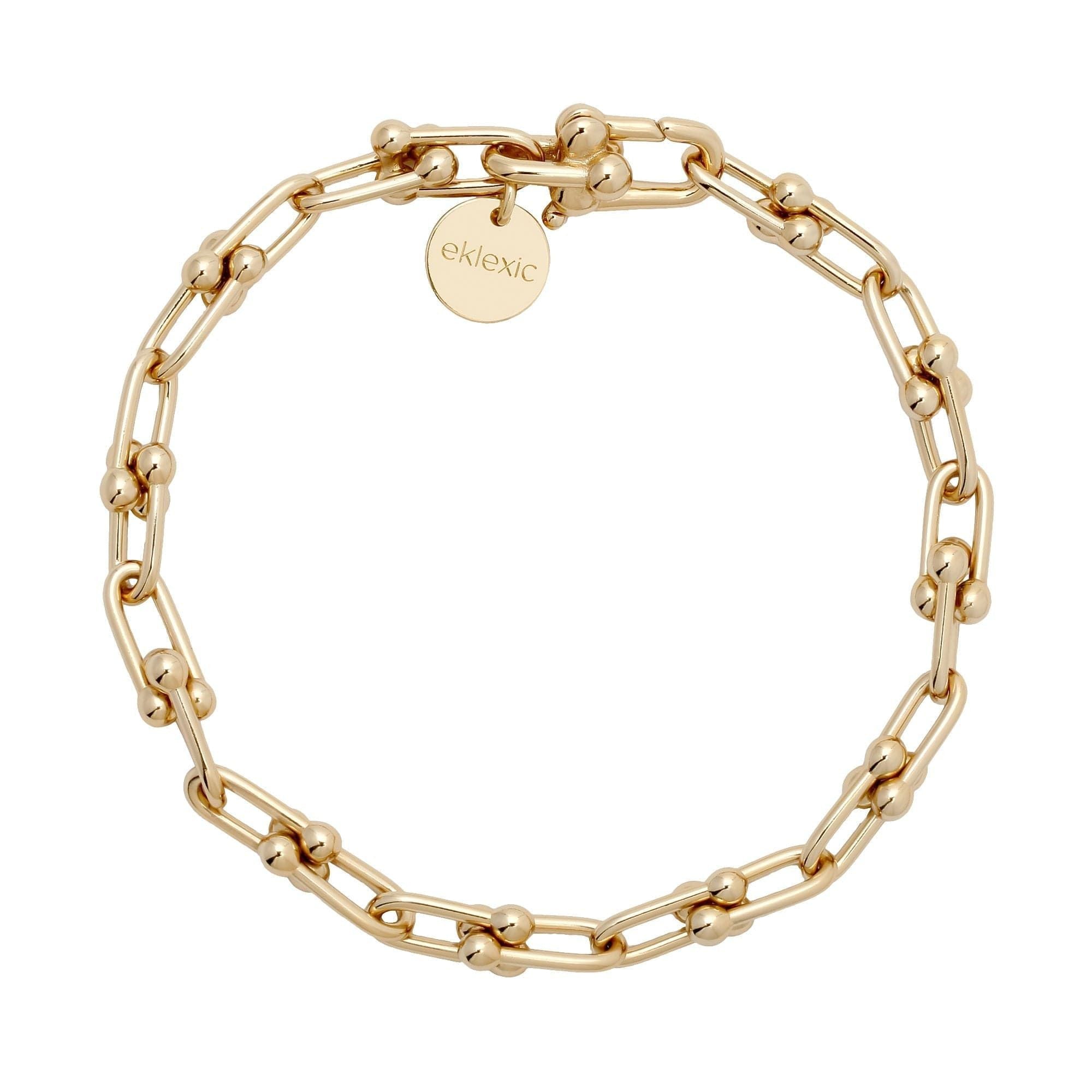 Gold-toned Small Margaux Anklet with custom U link and spherical accents in 14k gold