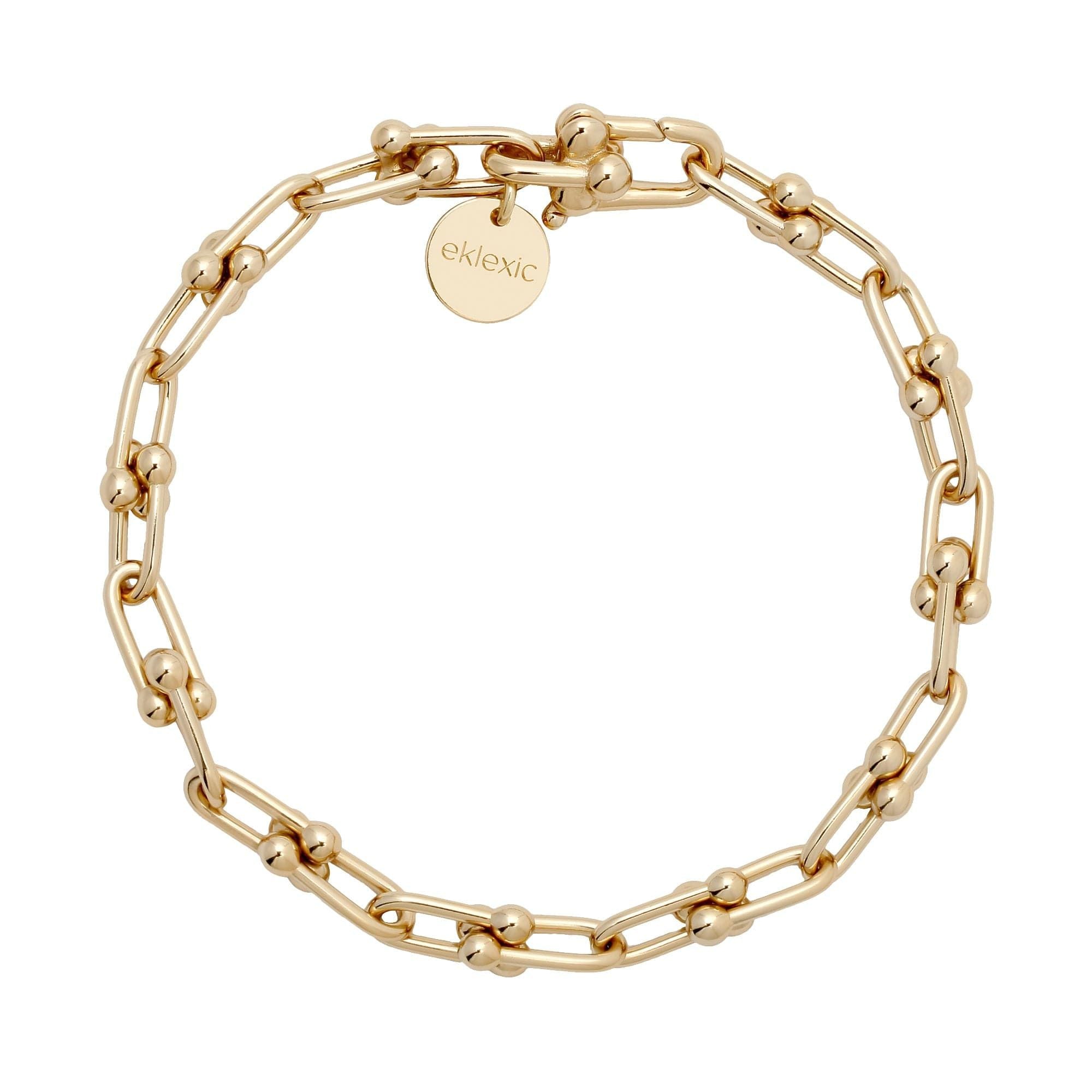 Gold-toned chain link bracelet featuring the Small Margaux Bracelet design in 14k gold