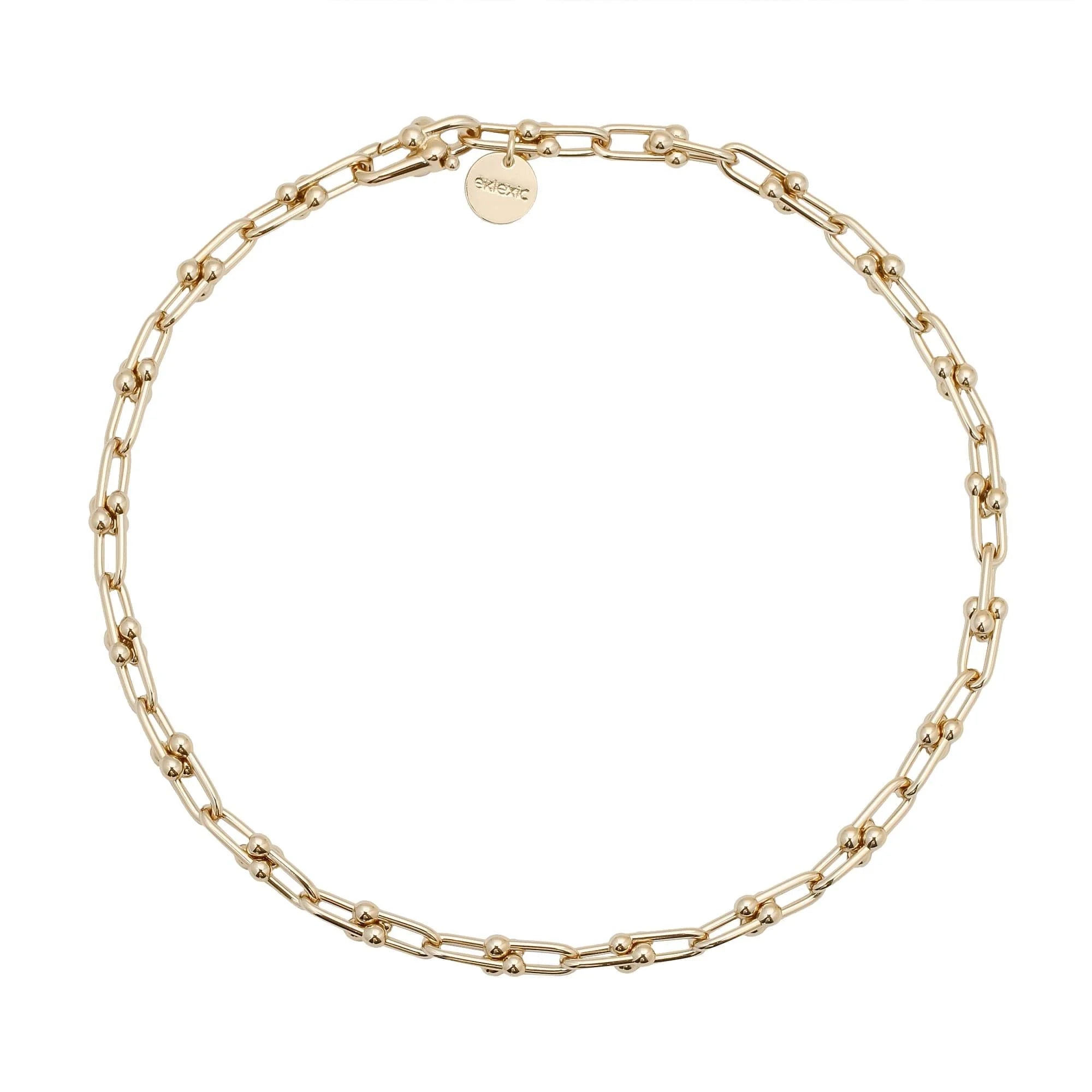 Small Margaux Necklace featuring a gold-toned custom U link chain in 14k gold