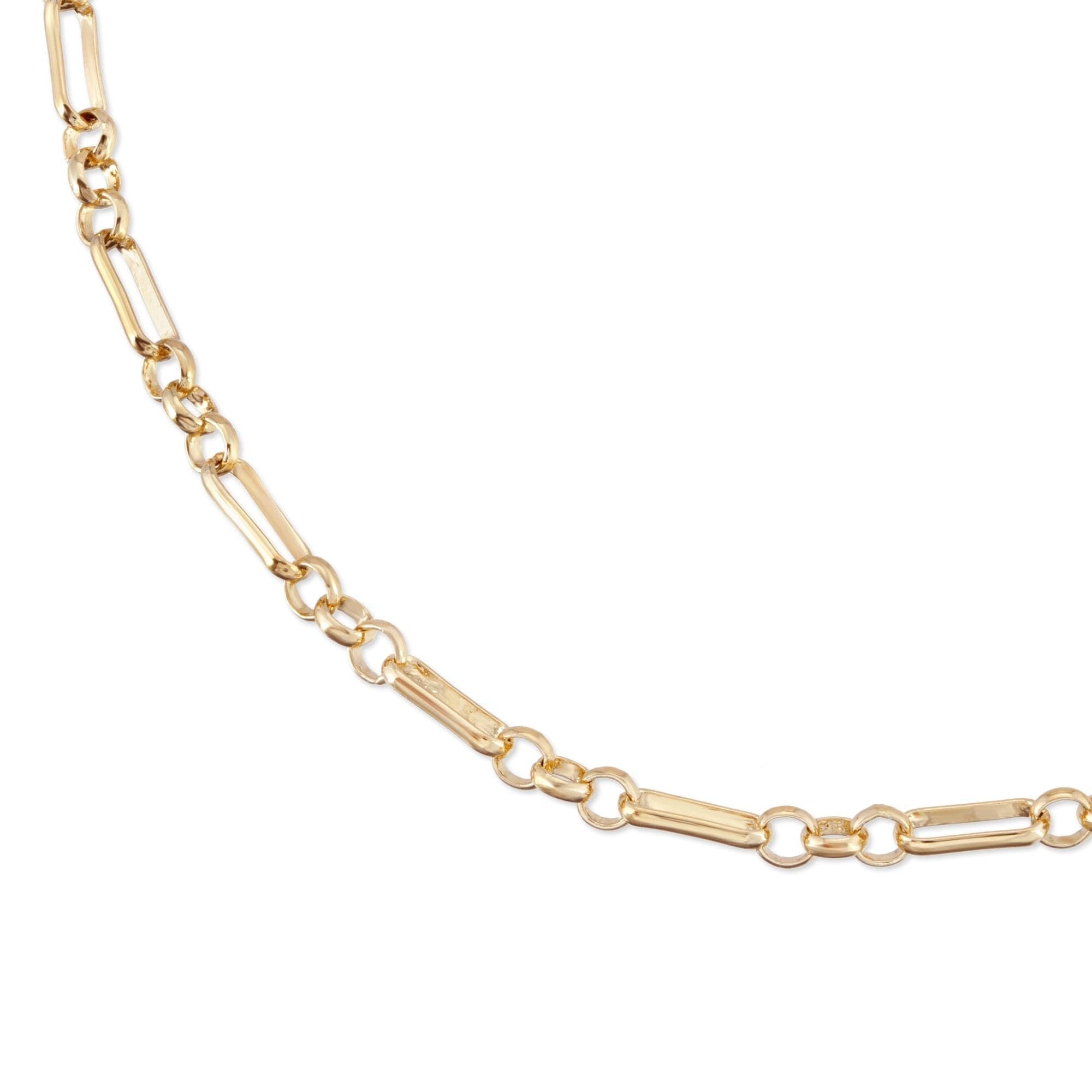 Small Multi Link Chain Anklet featuring a gold brass link chain with protective coating