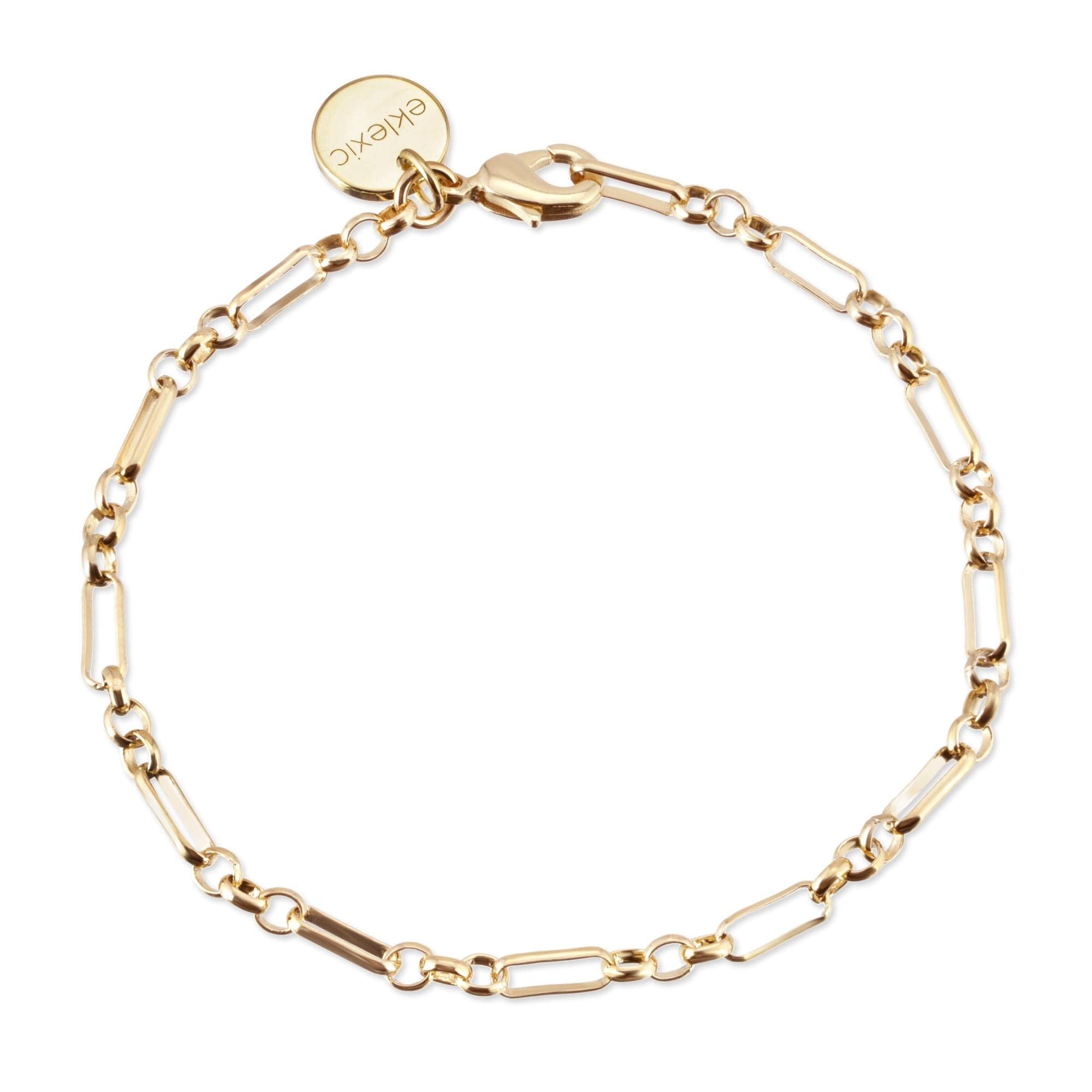 Gold chain-link bracelet made from recycled brass link with a protective coating