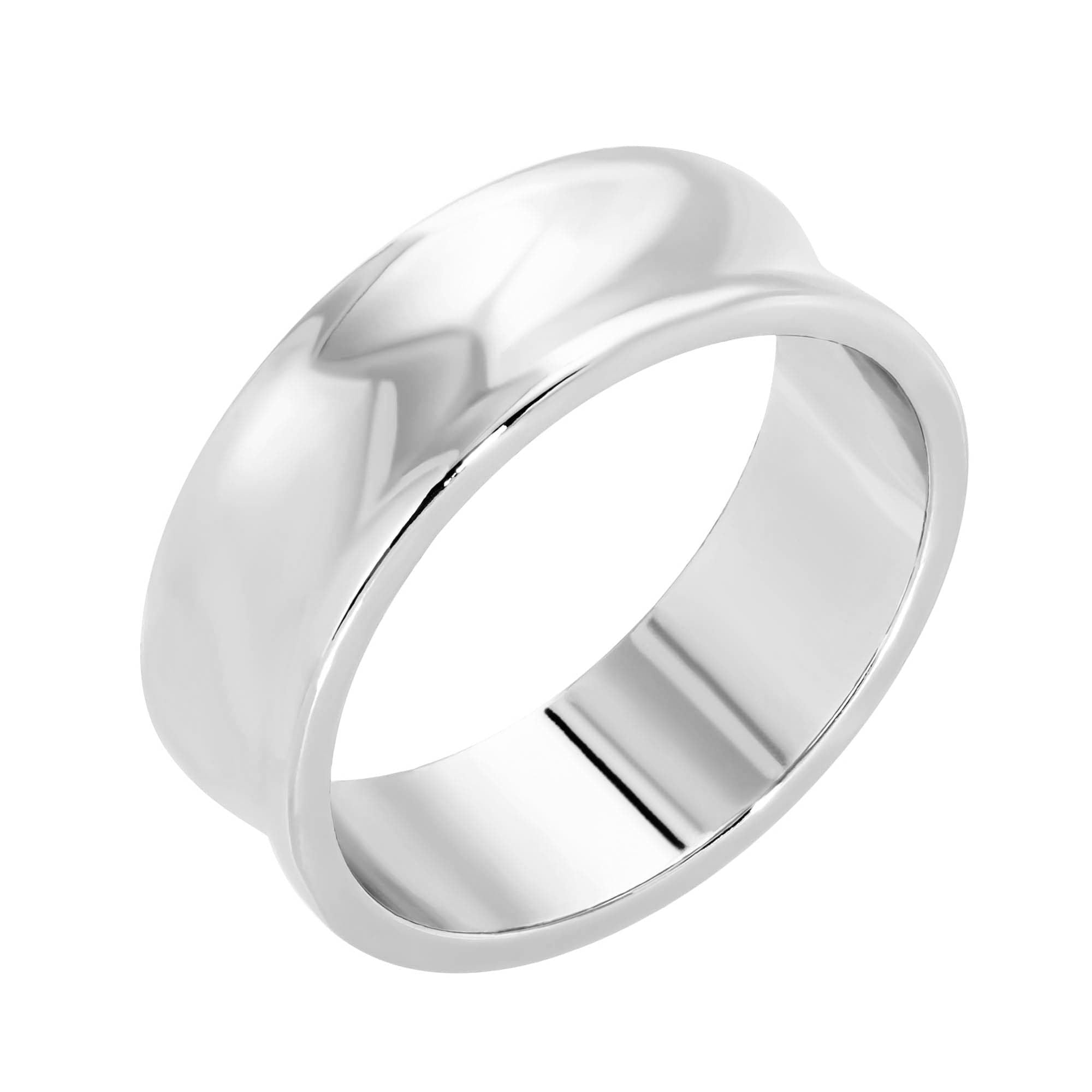 Polished silver Small Olivia Ring, 3mm wide concave design in 14k yellow gold