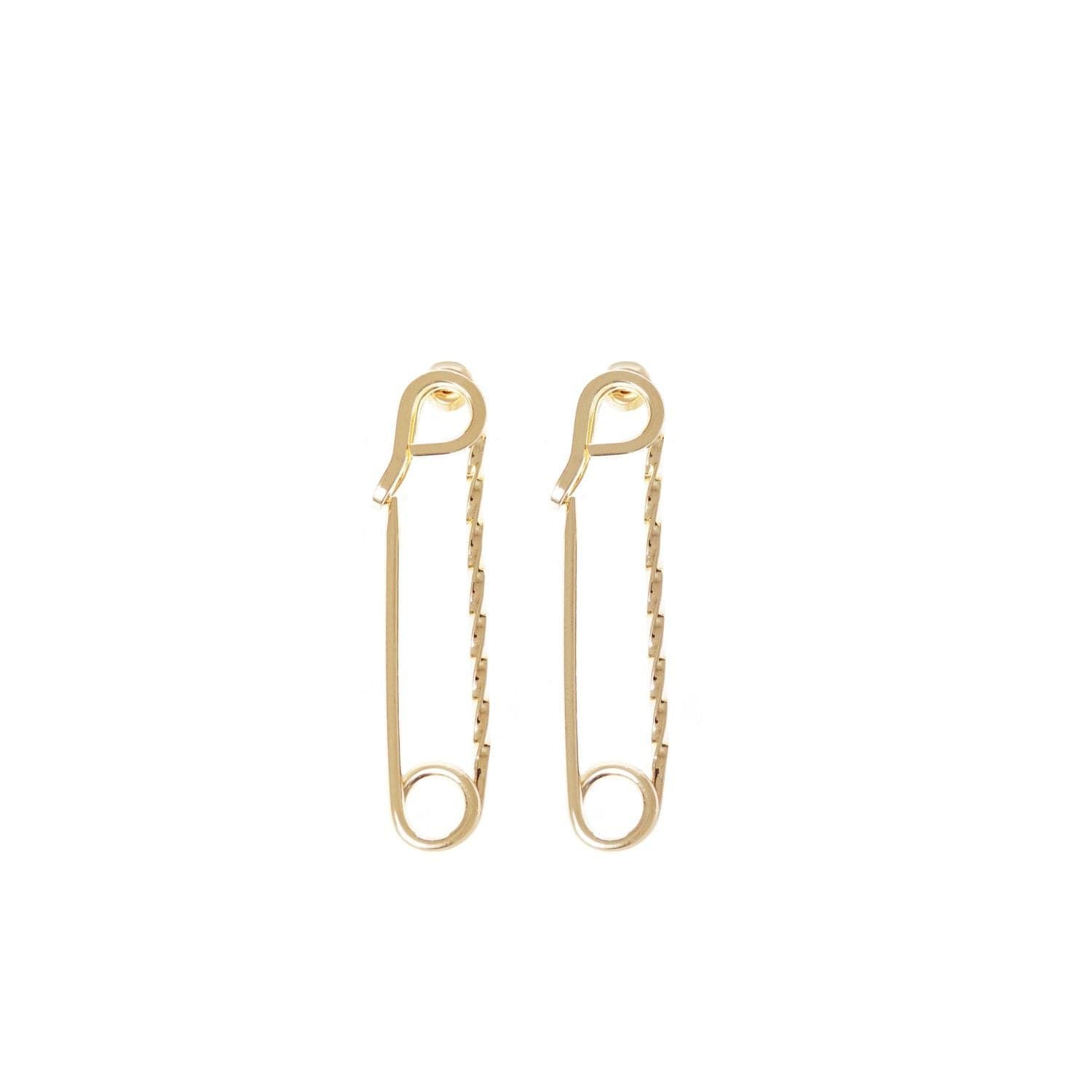 Small Twisted Safety Pin Earrings in 14k Yellow Gold for a stylish look