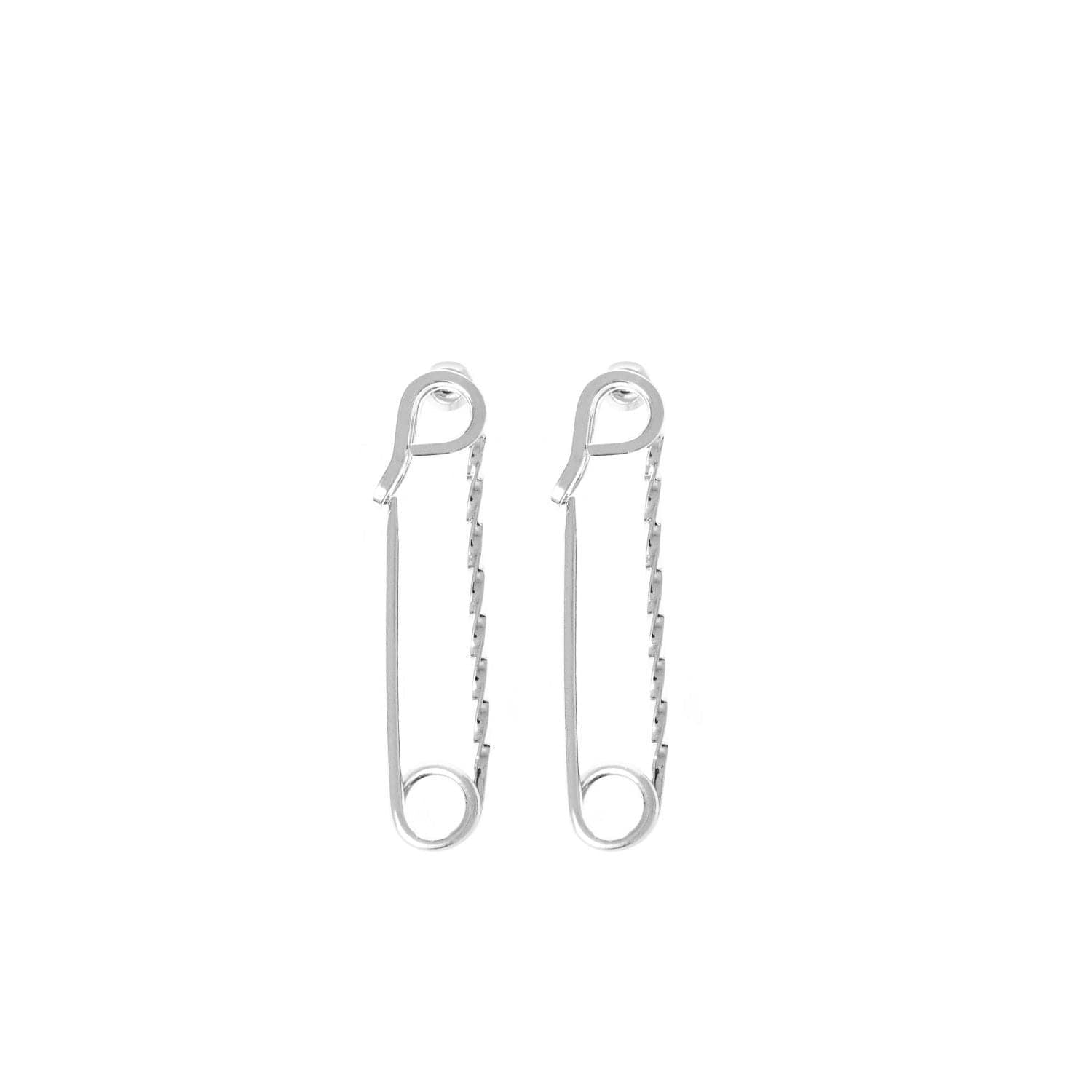 Small Twisted Safety Pin Earrings in silver, featuring 14k yellow gold accents