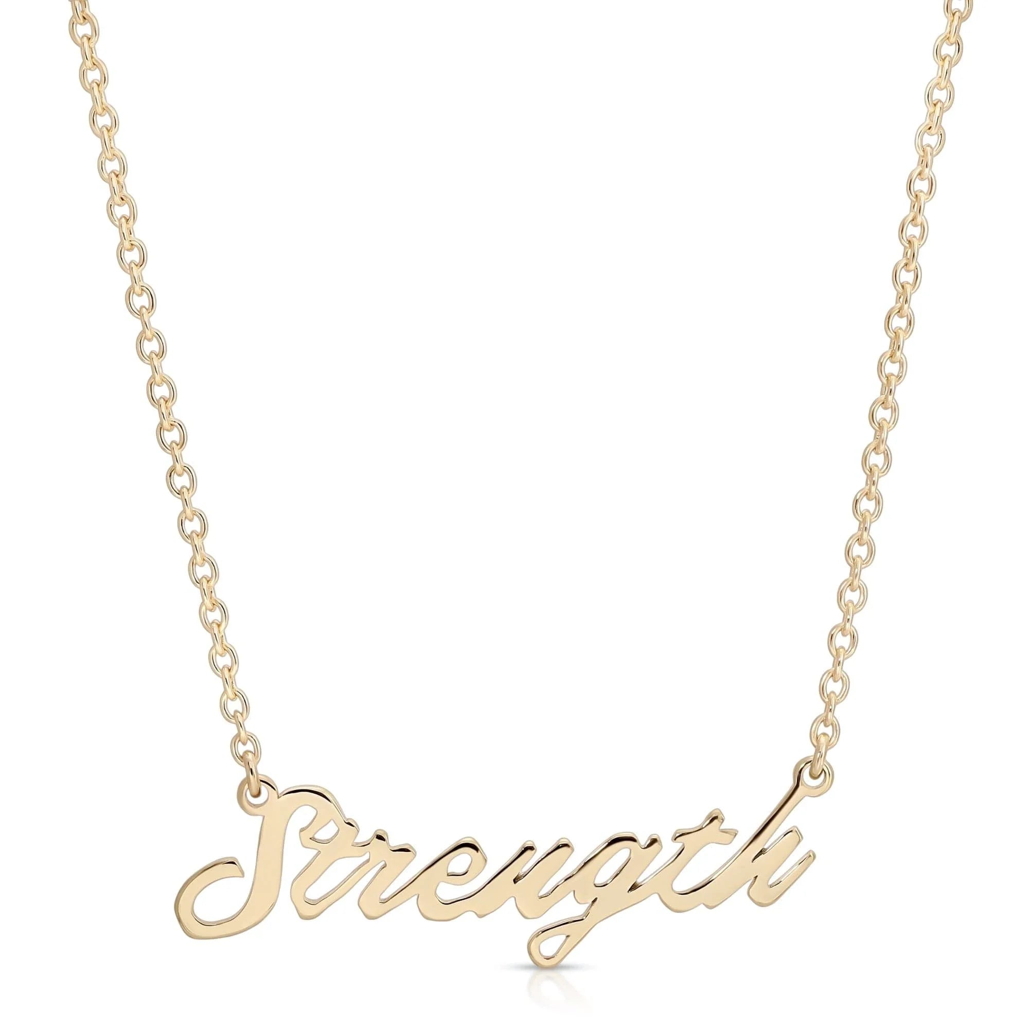Gold Strength Necklace in 14k gold with protective rhodium coating for durability