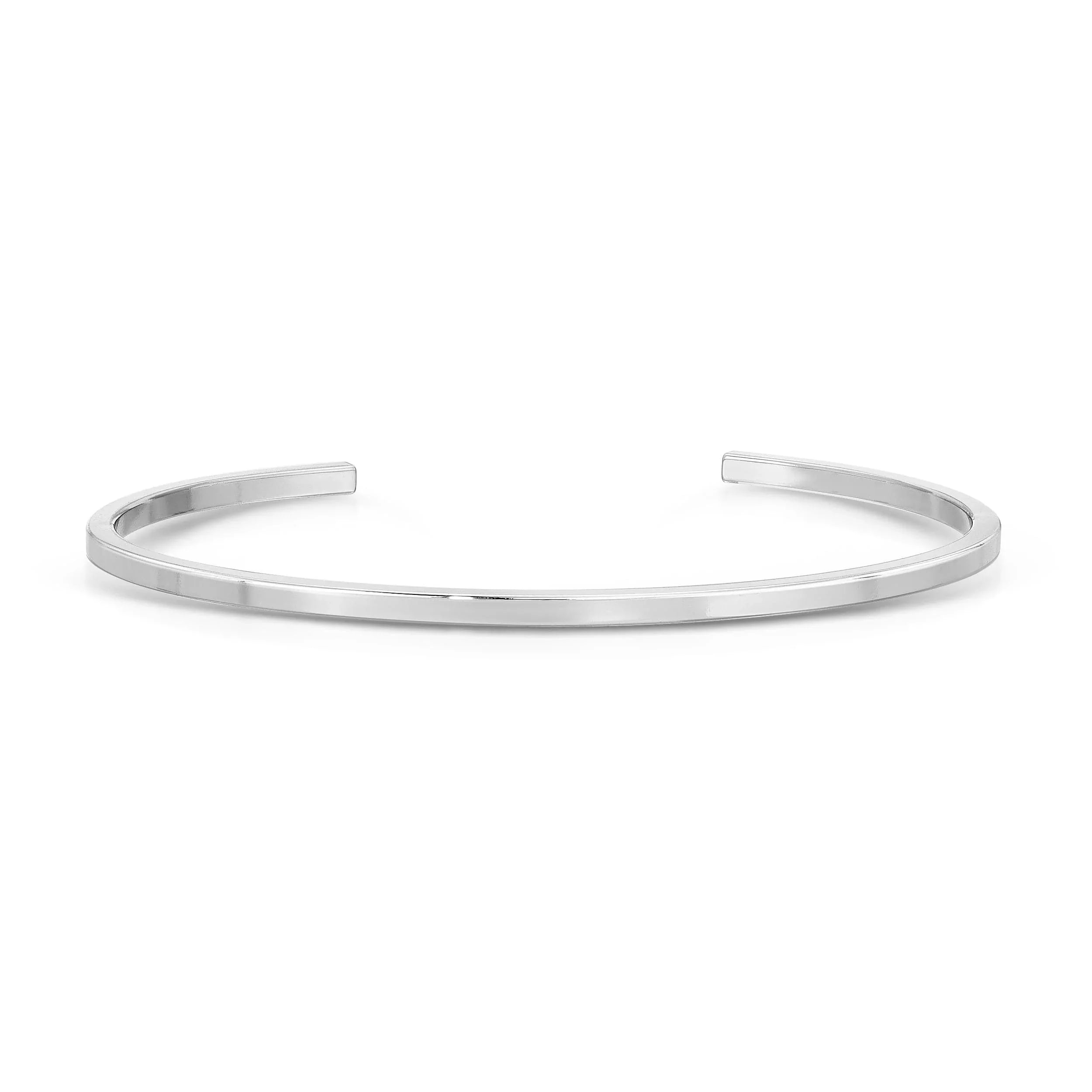 Silver cuff bracelet from the Super Thin Square Cuff collection showing sleek style