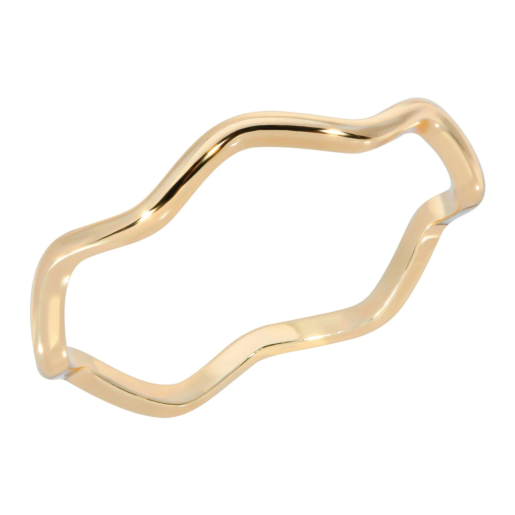 Wavy gold ring made from recycled brass, perfect midi ring option with a wave shape