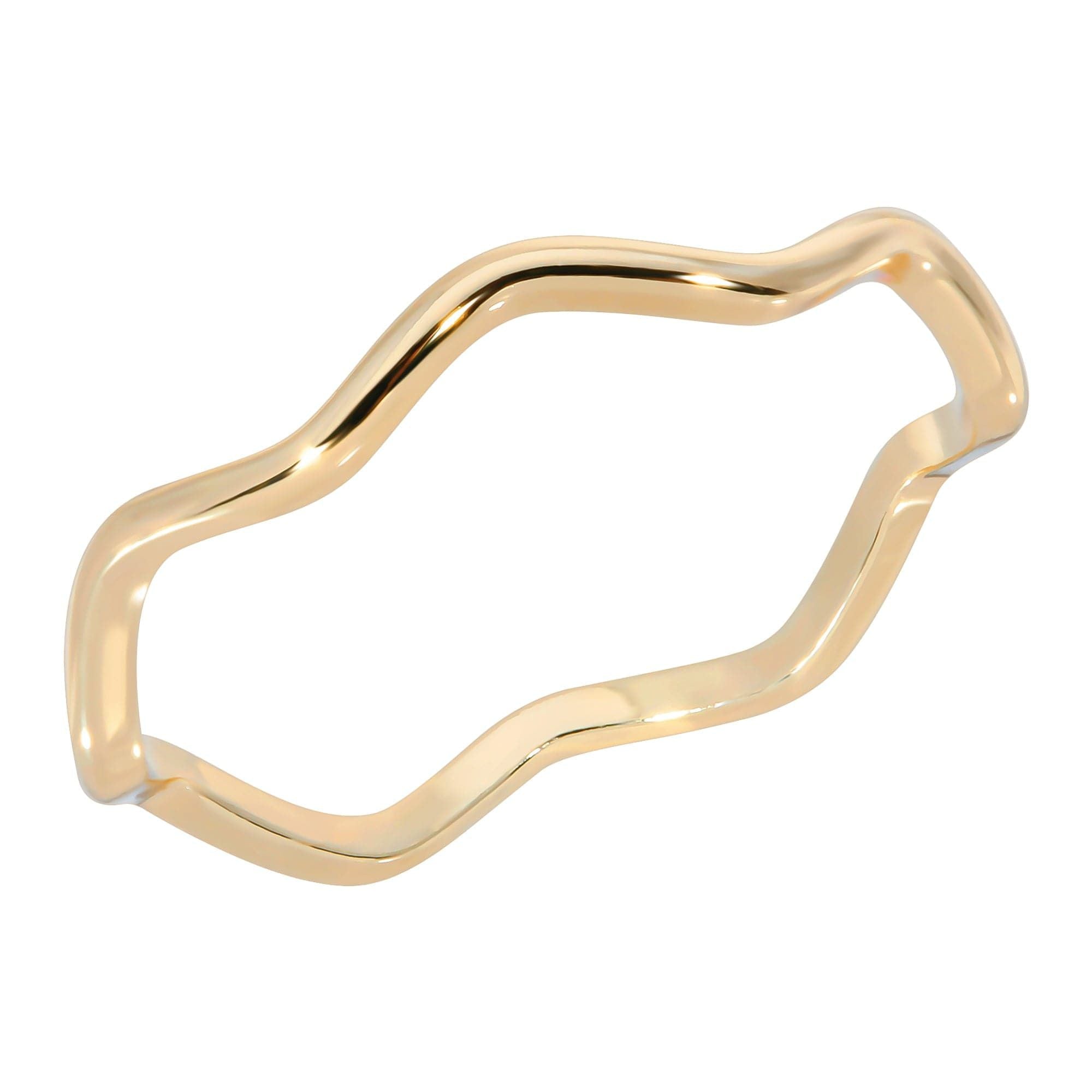 Wavy gold ring made of recycled brass, a stylish midi ring option in wave shape