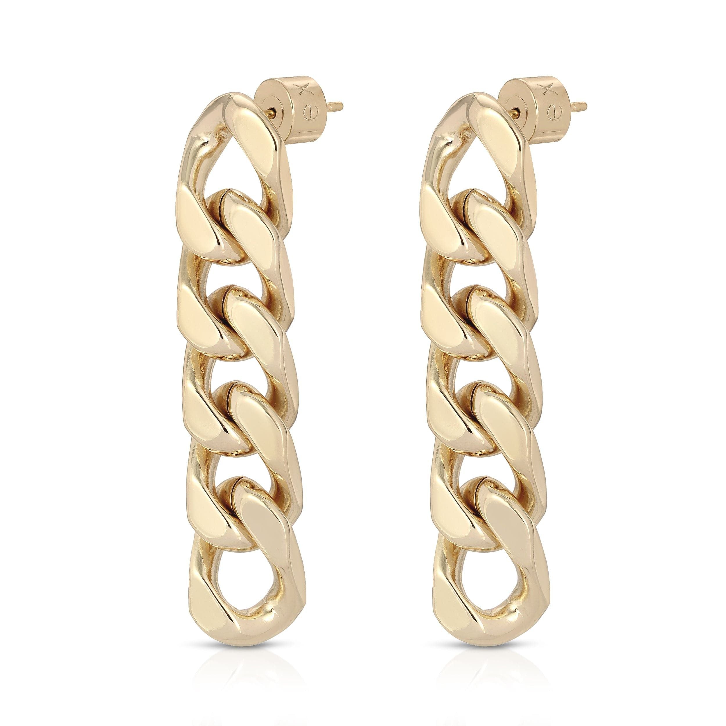 Taraji 5 Link Drop Earrings showcasing a stylish squared-off Cuban link design