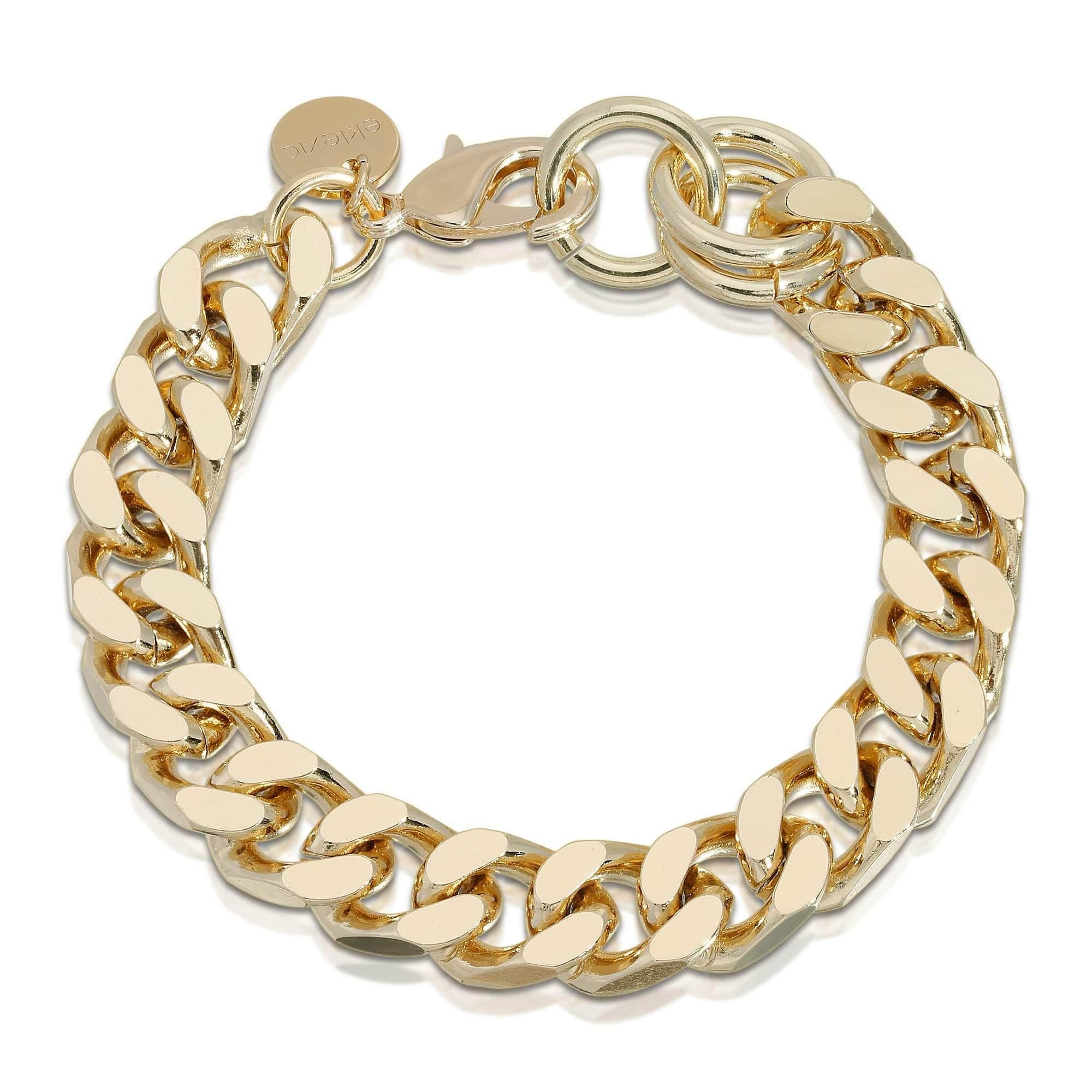 Gold-toned chain link Taraji Bracelet made of recycled brass Cuban link design