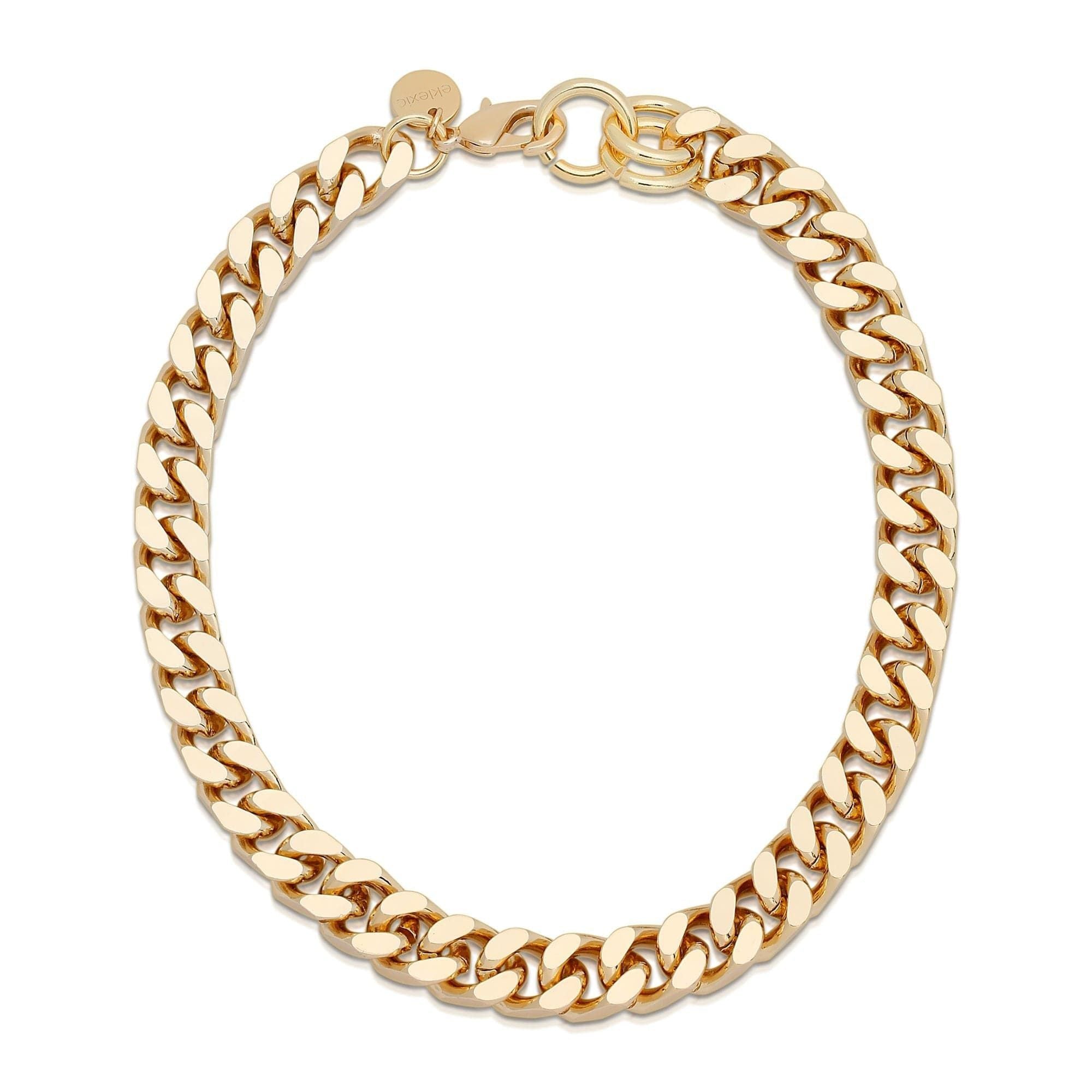 Gold-toned curb chain Taraji Necklace featuring brass Cuban link and rhodium-silver plating