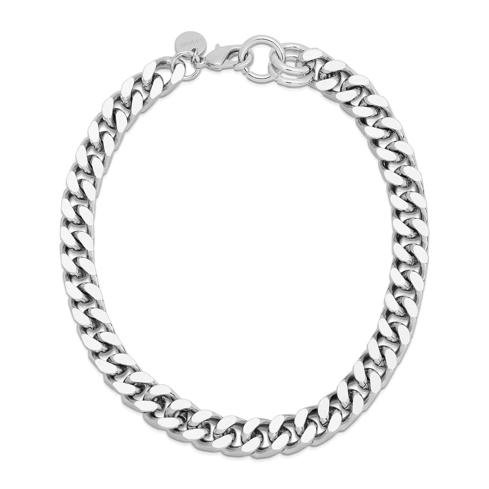 Silver curb chain necklace from the Taraji Necklace collection, rhodium-silver plated design