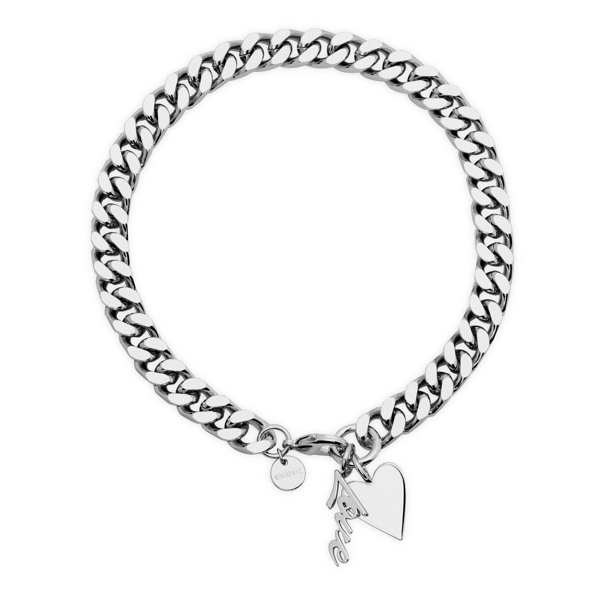 Silver chain bracelet with heart charm from the Taraji Necklace collection