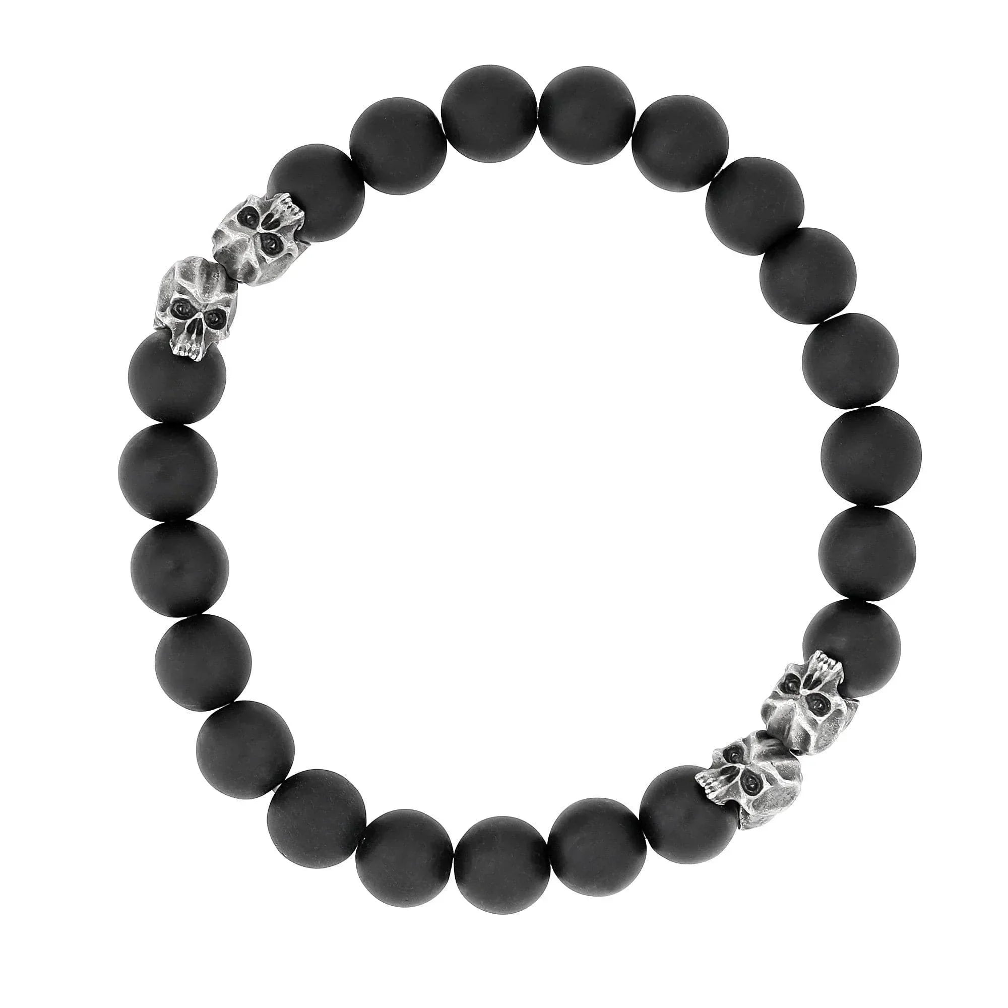 Black beaded bracelet with skull accents from The Naples Bracelet collection