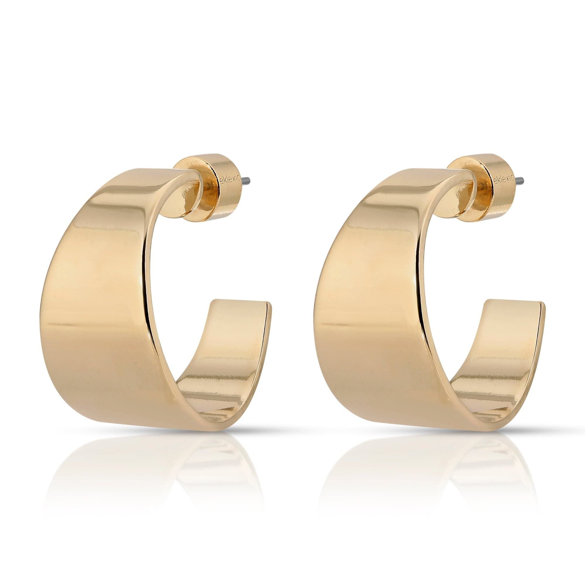 Pair of Theo Hoops in tapered recycled brass, elegant gold hoop earrings for any occasion