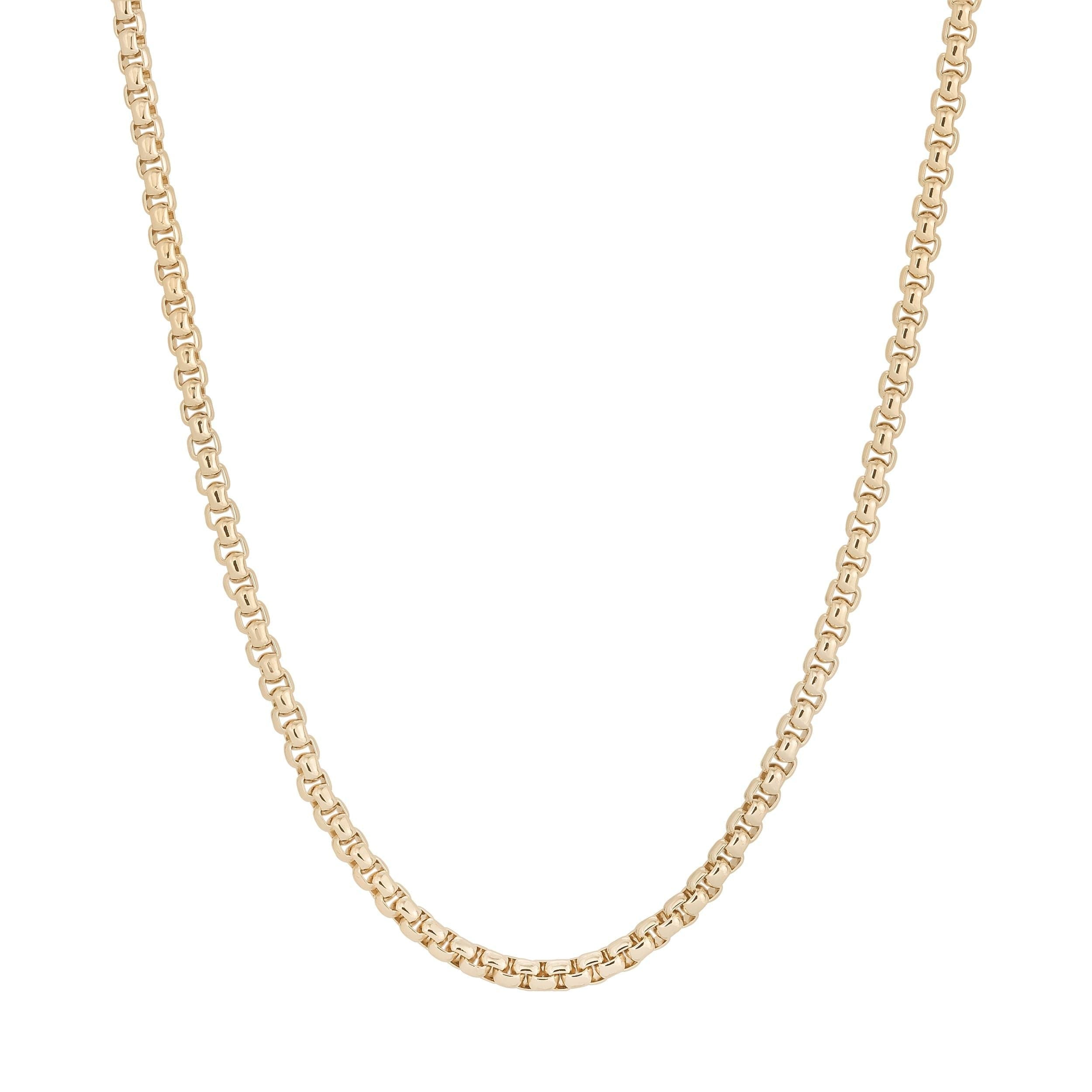 Gold-toned Thin Luciana Box Chain Necklace showcasing elegant Venetian box chain design