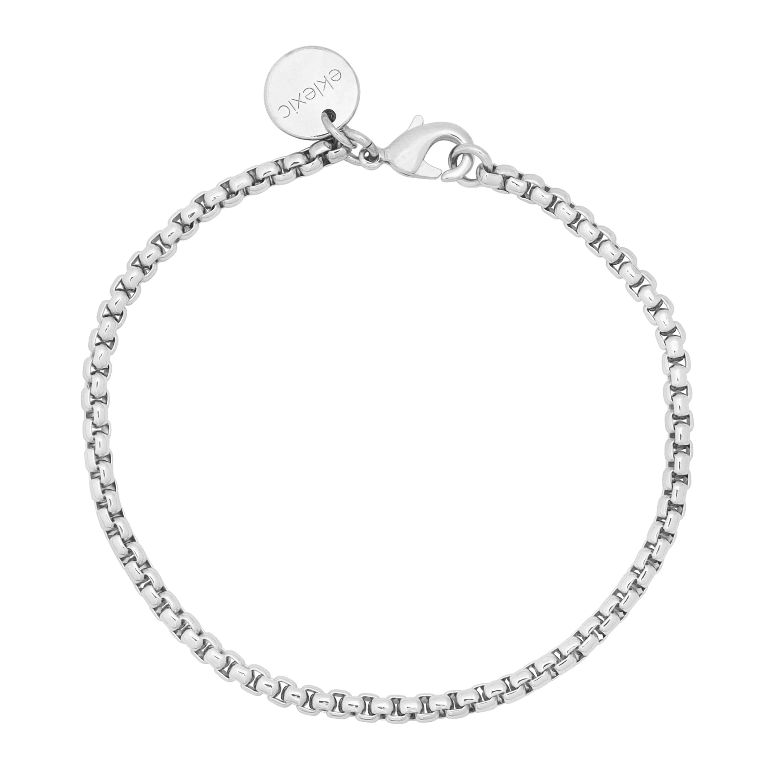 Thin Luciana Bracelet with Silver Chain and Lobster Clasp, Recycled Brass Venetian Style