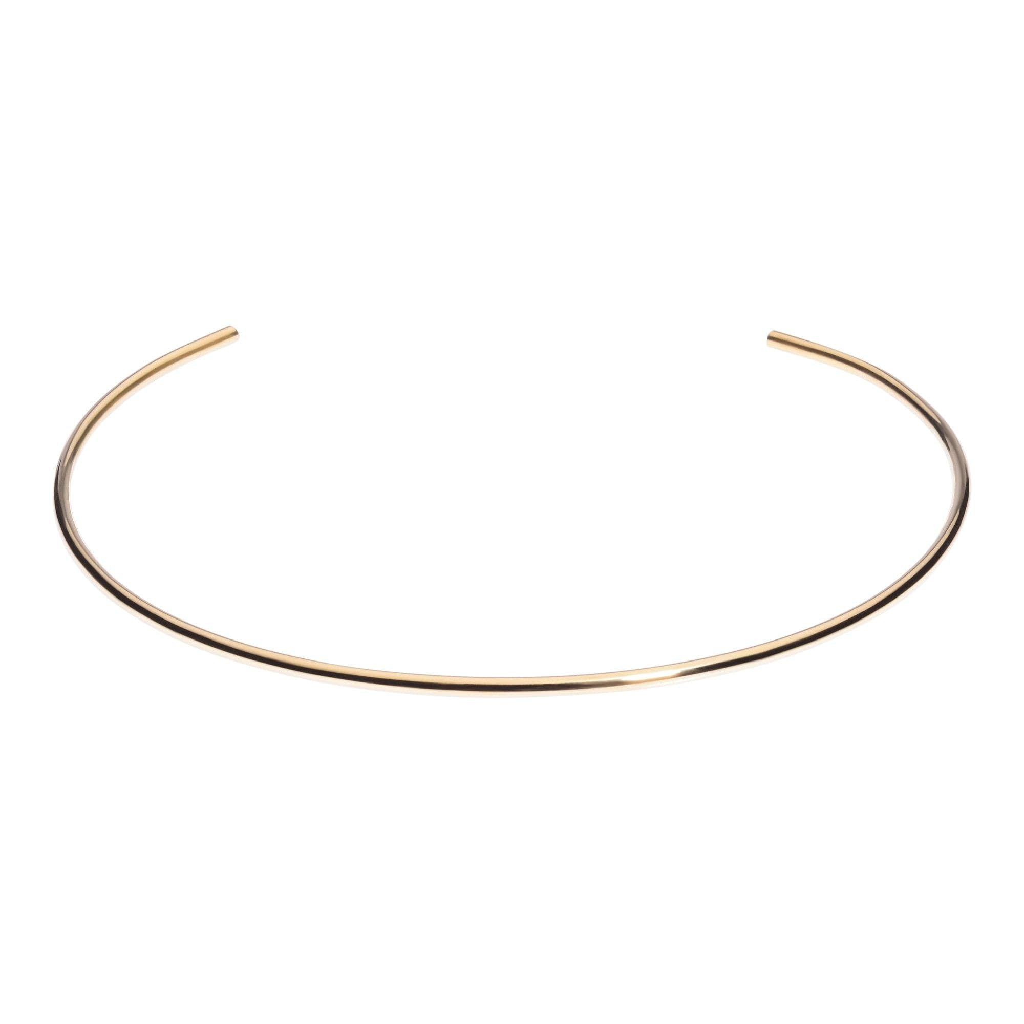 Gold-colored brass wire choker showcasing a sleek thin round design for a stylish look