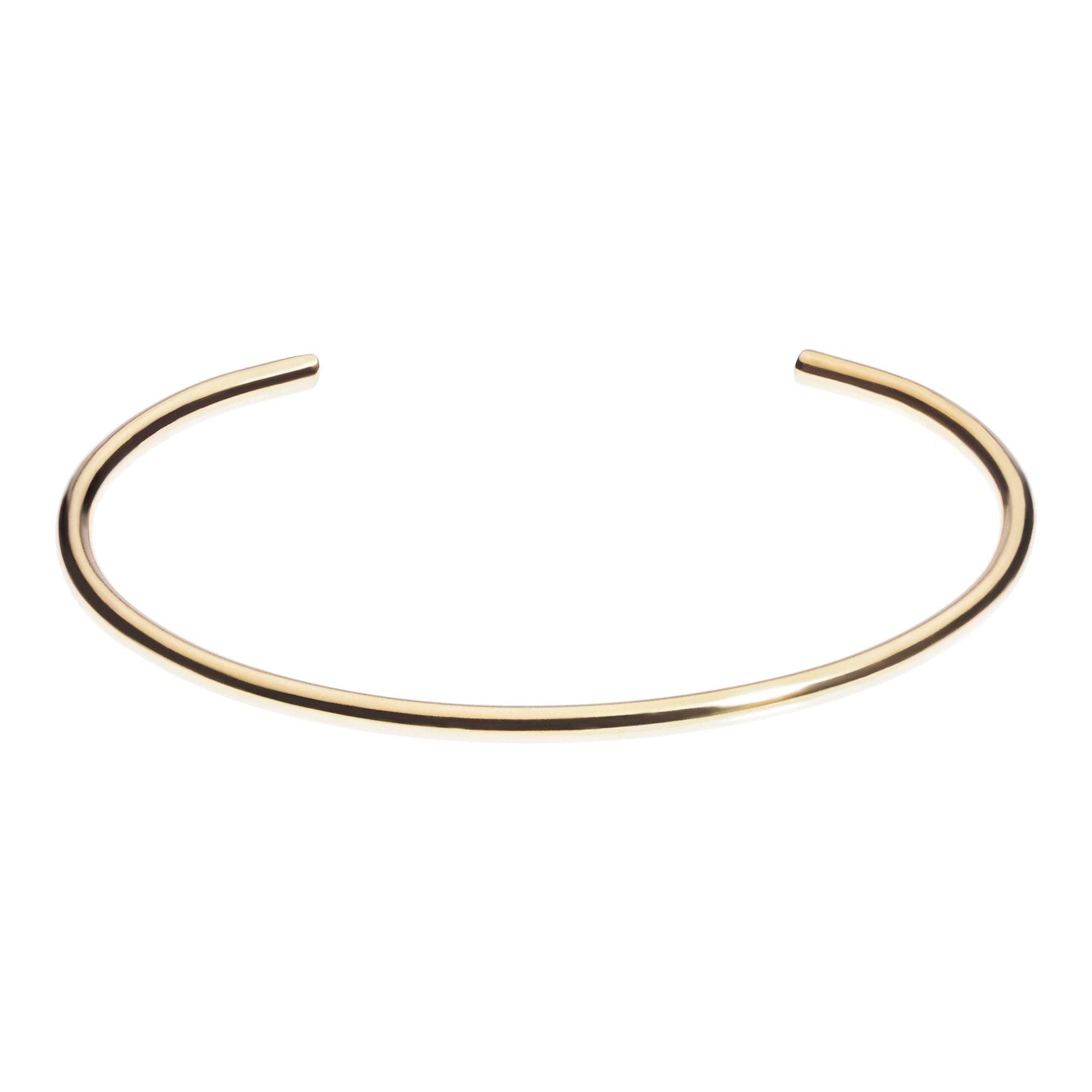 Open gold choker made from round recycled brass wire in 14k yellow finish