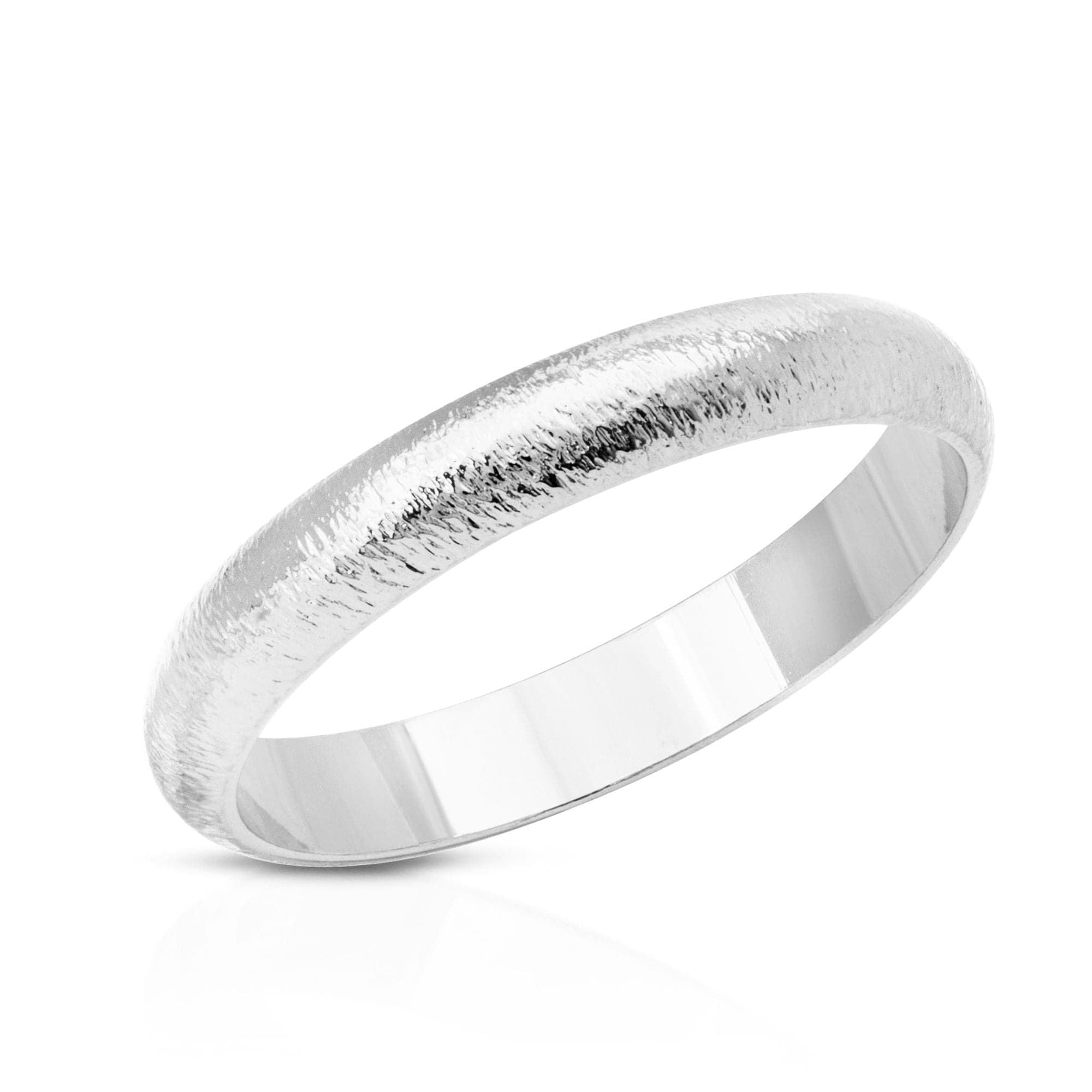 Textured silver Trinity Ring showcasing a 3mm wide domed design for elegant style