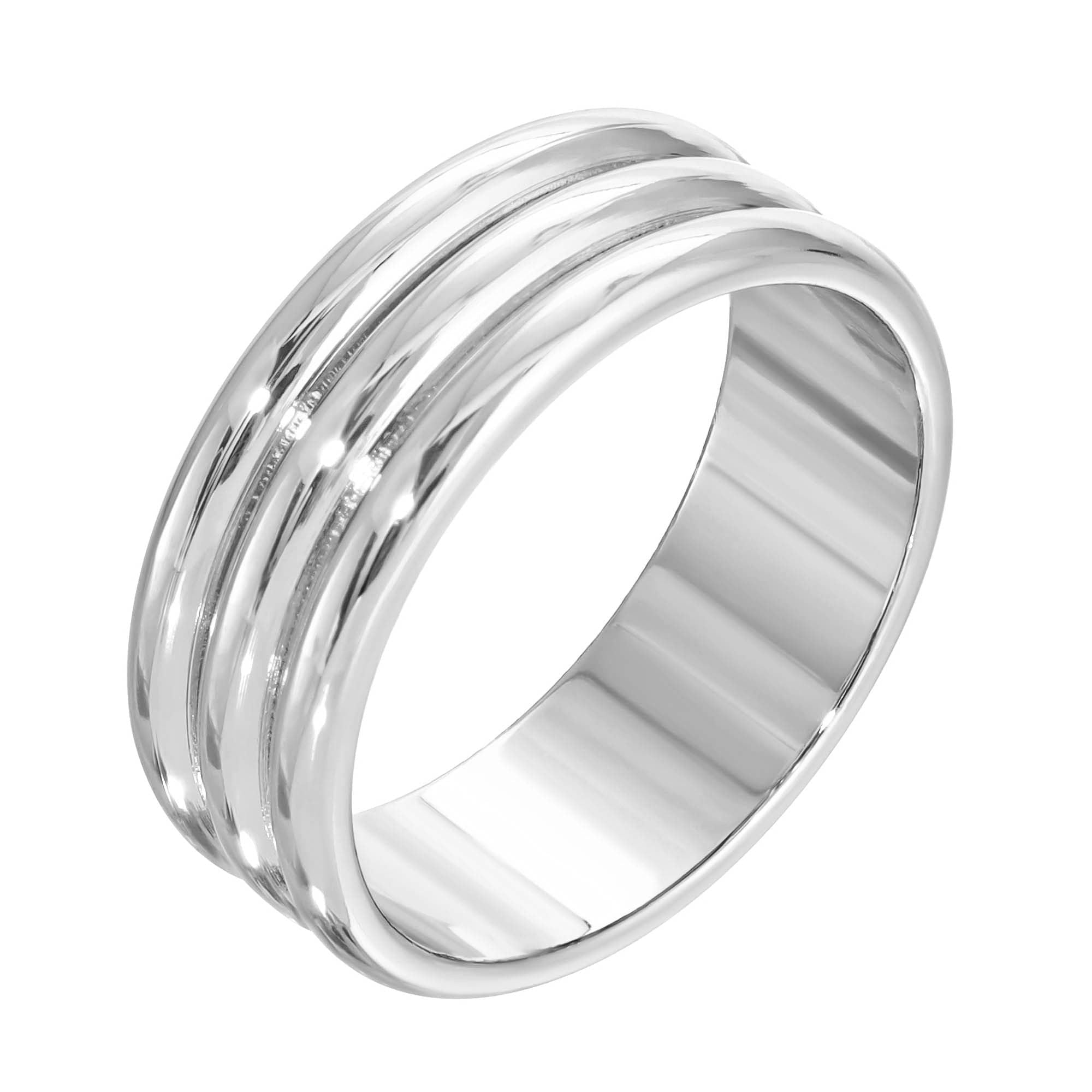 Silver multi-band Triple Domed Ring design, featuring elegant brass elements