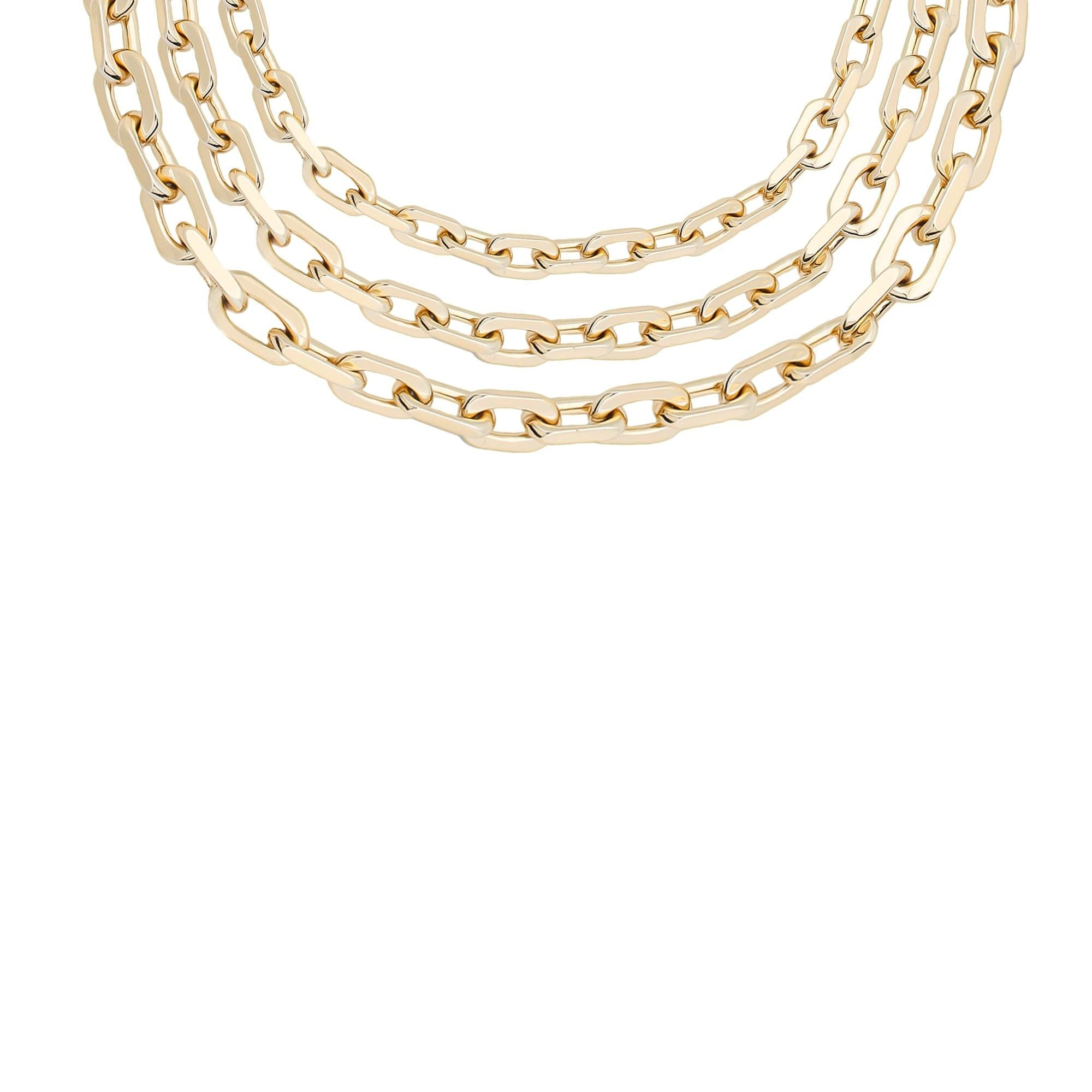 Three gold-toned brass cable link chains in a Triple Layer Lennon Necklace