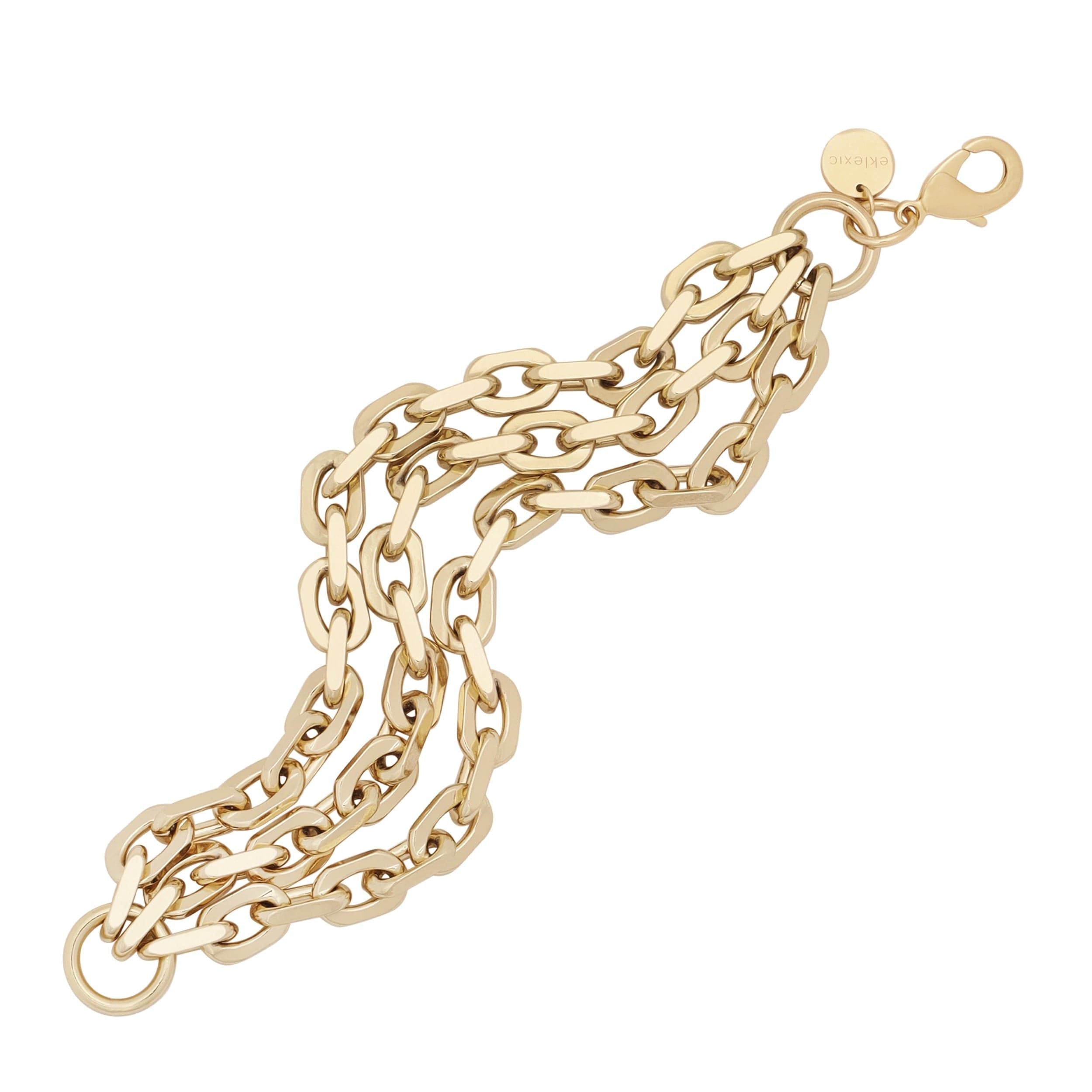 Gold-toned triple-strand chain bracelet, inspired by the Triple Layer Lennon Bracelet