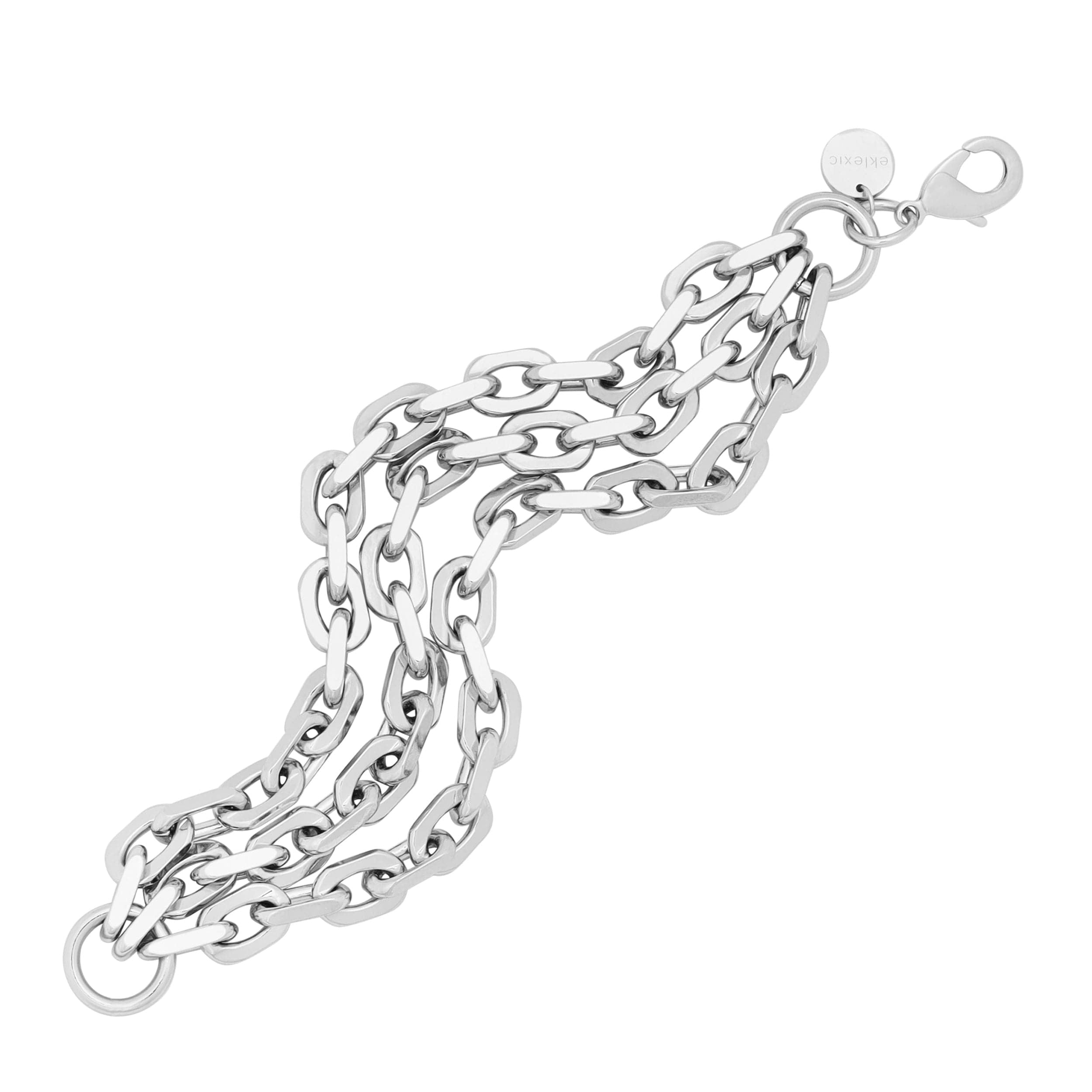 Silver-toned triple layer Lennon bracelet with elegant triple-strand chain design